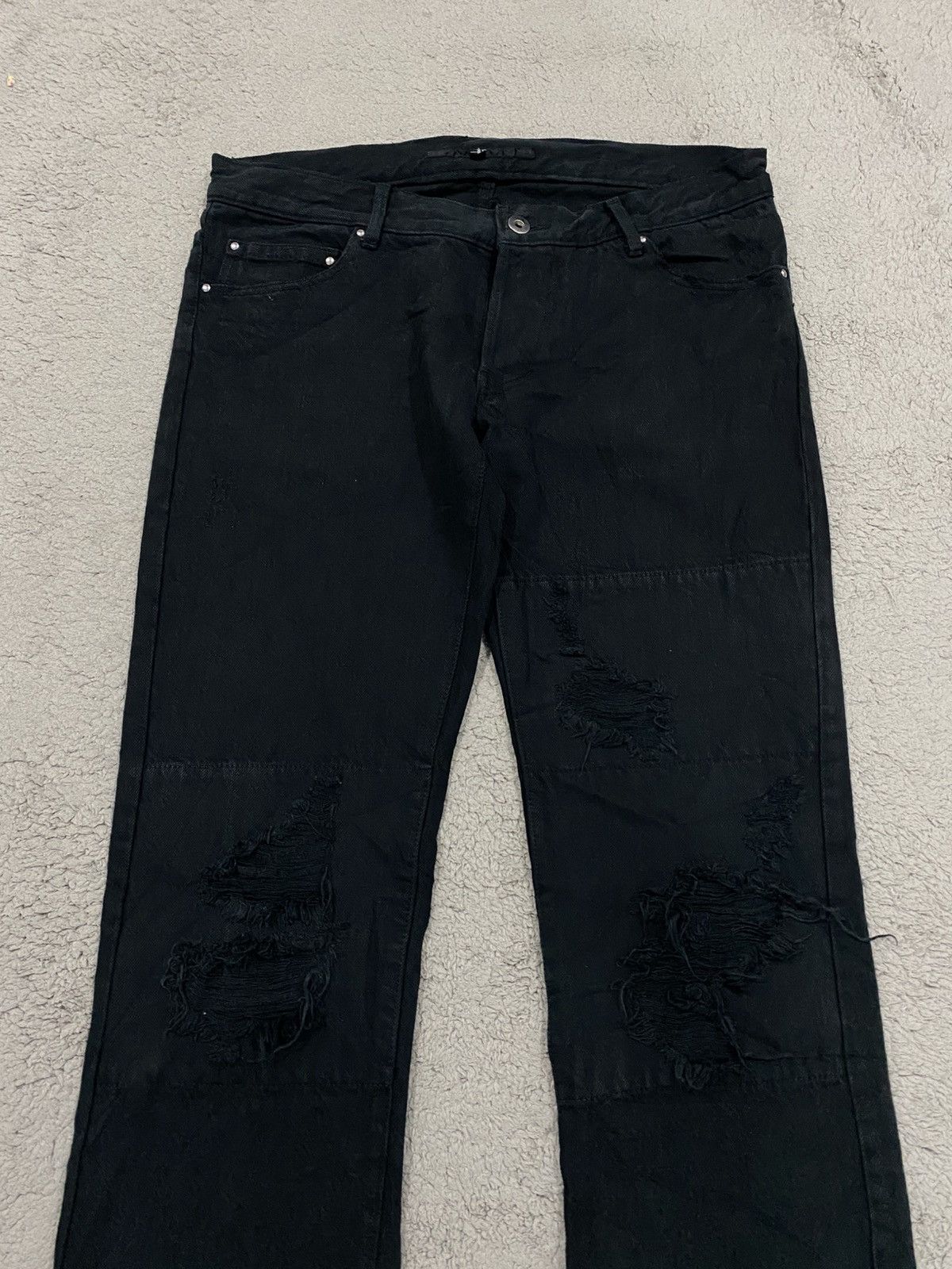 If Six Was Nine NEED GONE ‼️ No ID Black Flared Distressed like Tornado Mart Size US 33 - 3 Thumbnail
