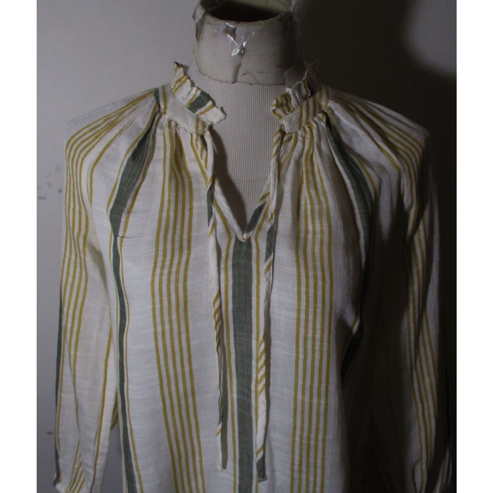 Lucky Brand Lucky Brand Shirt Women XS Yellow Green V-Neck Rope Tie 3/4 Sleeve Size XS / US 0-2 / IT 36-38 - 2 Thumbnail