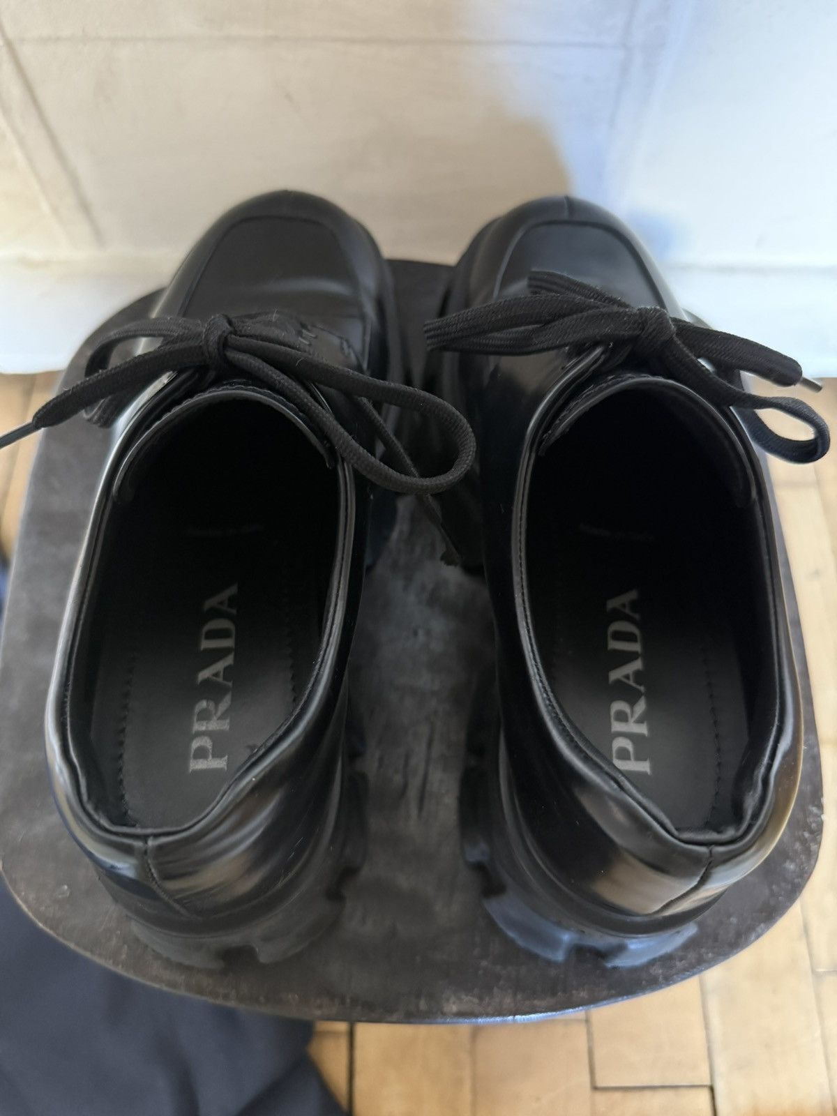 Prada Prada Monolith Brushed Leather Lace-up shoes Size US 7.5 / IT 37.5 - 7 Thumbnail