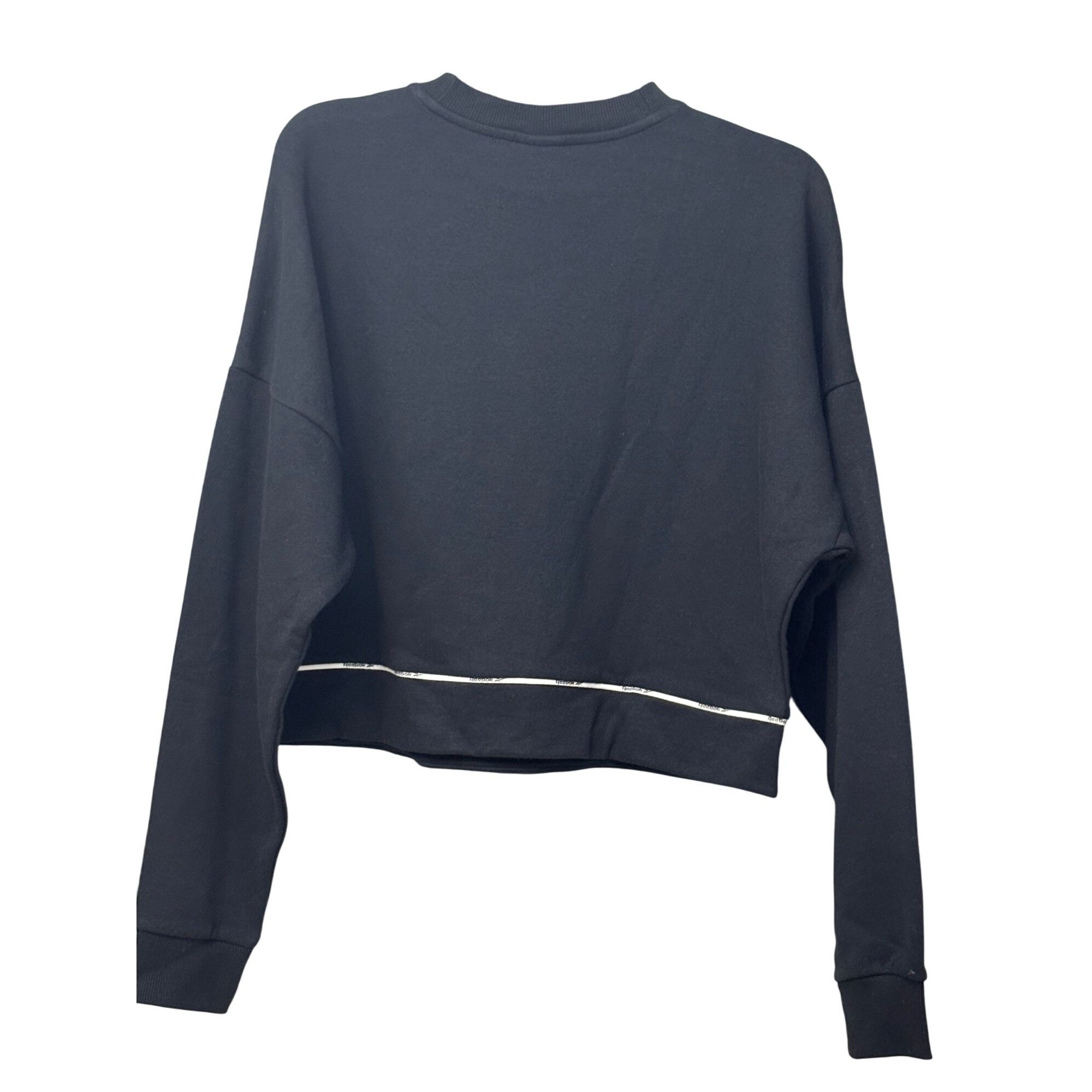 Reebok Reebok Women’s Piped Trim Cropped Sweatshirt, L, Black Size L / US 10 / IT 46 - 9 Thumbnail
