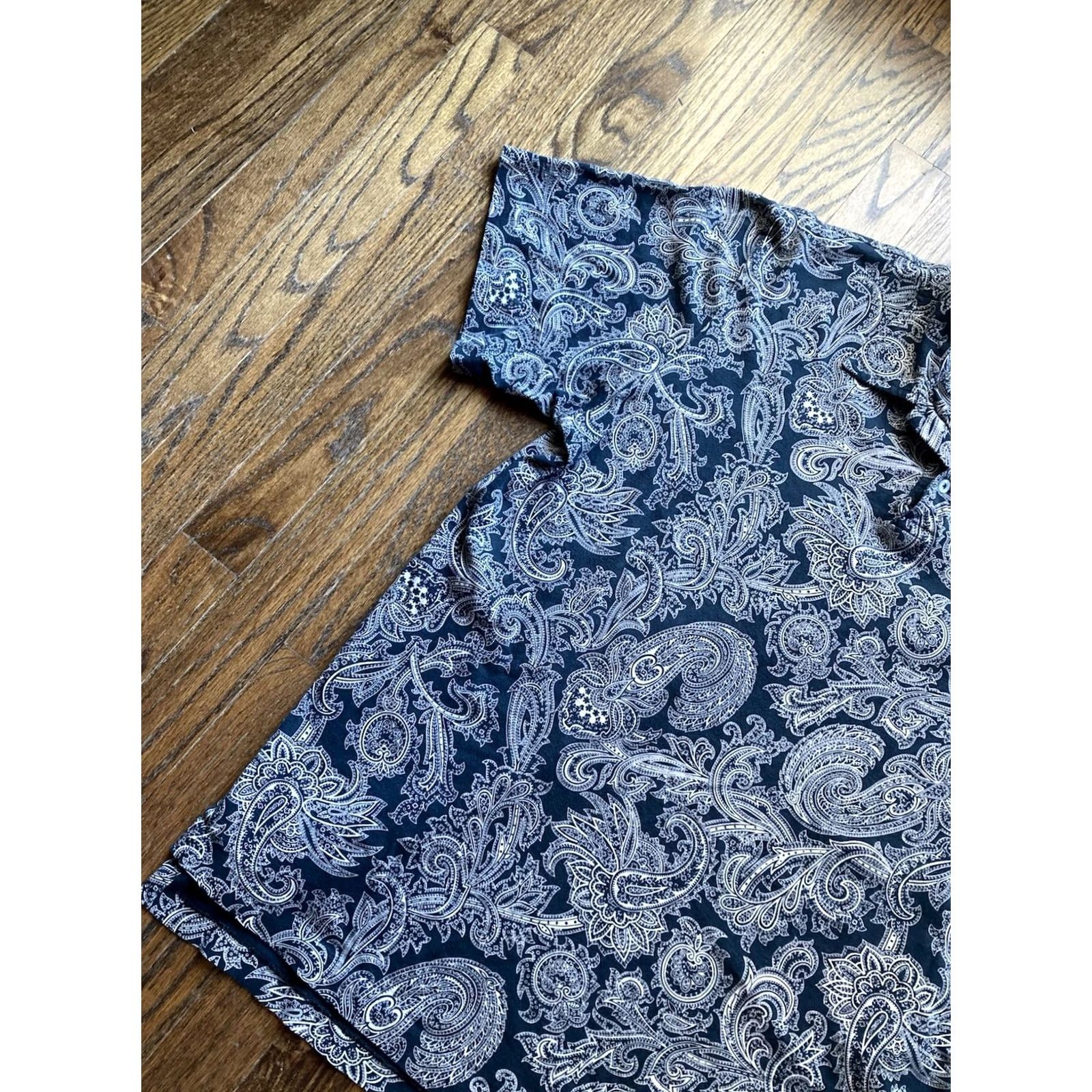 Polo Ralph Lauren VINTAGE Polo Ralph Lauren Shirt Mens L Paisley Navy Blue 90s Cotton Short Sleeve Size US L / EU 52-54 / 3 - 2 Thumbnail