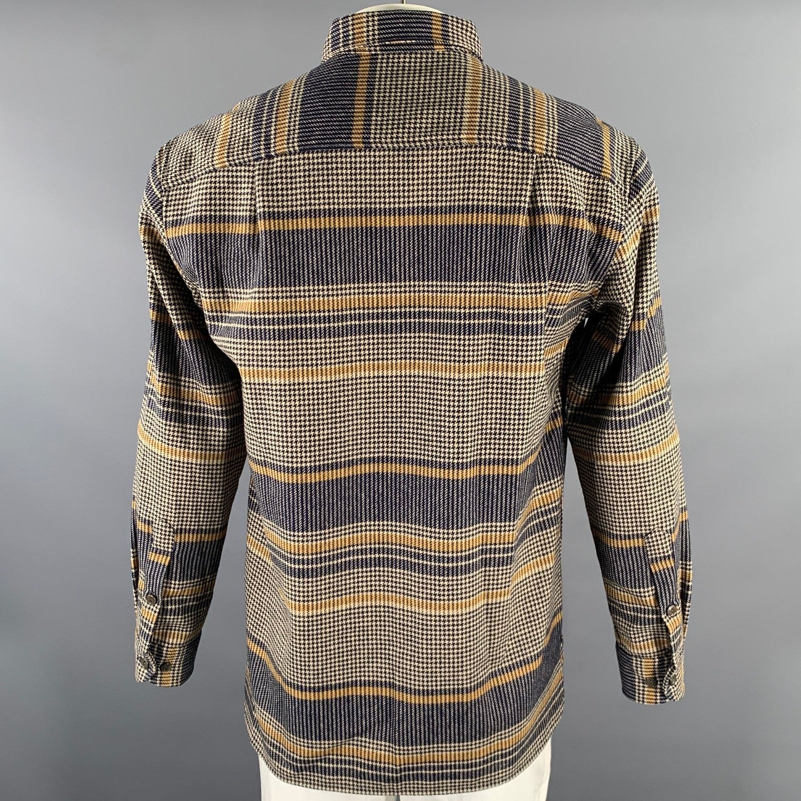 Pendleton PENDLETON L Navy Tan Houndstooth Wool Long Sleeve Shirt Size US L / EU 52-54 / 3 - 4 Thumbnail