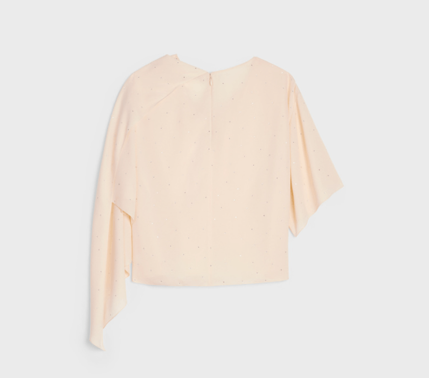 Celine o1bcso1str0824 Asymmetric Draped Top In Viscose Sablé Almond Size S / US 4 / IT 40 - 2 Thumbnail