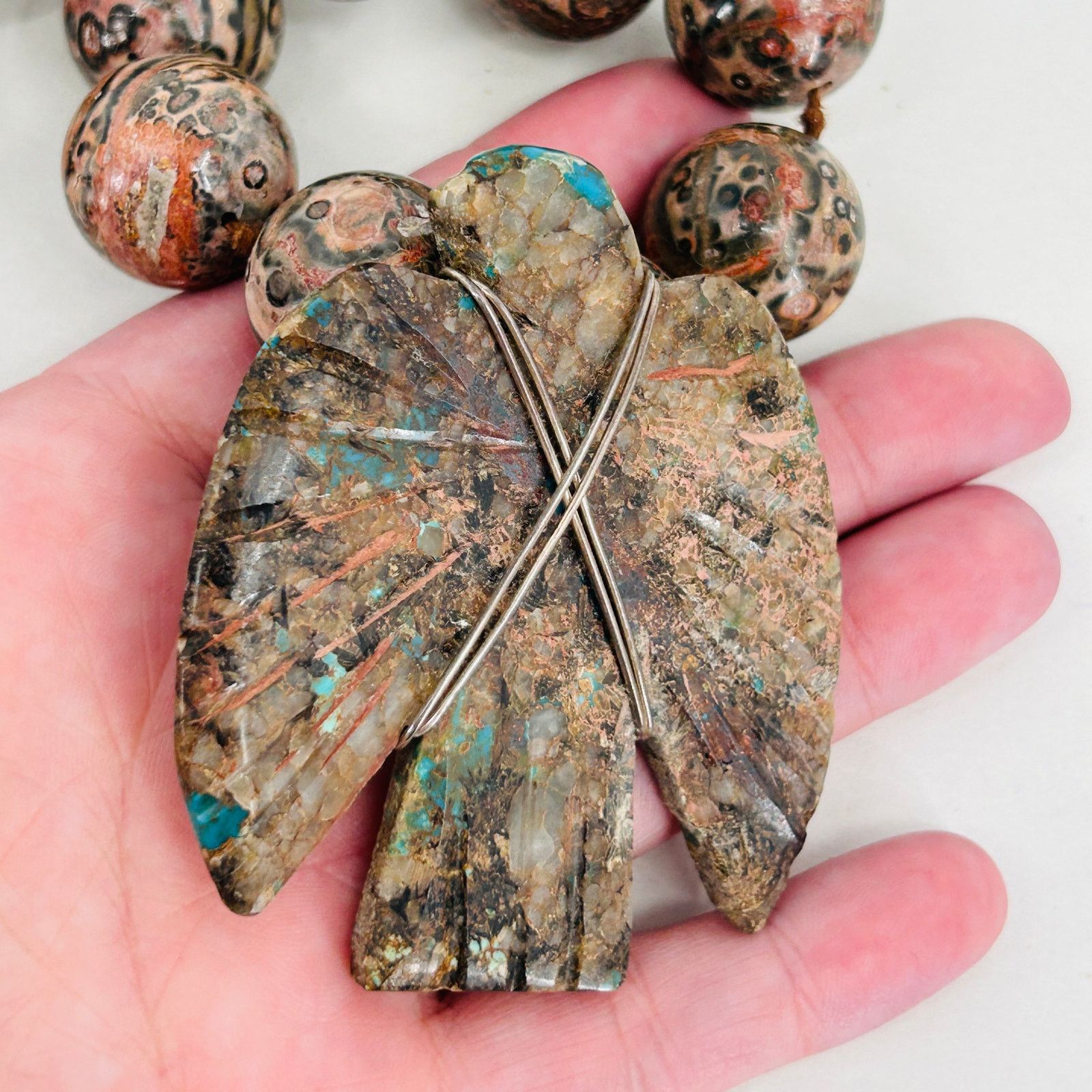 Handmade Leopard Skin Jasper Southwestern Hand-Carved Necklace Size ONE SIZE - 2 Thumbnail
