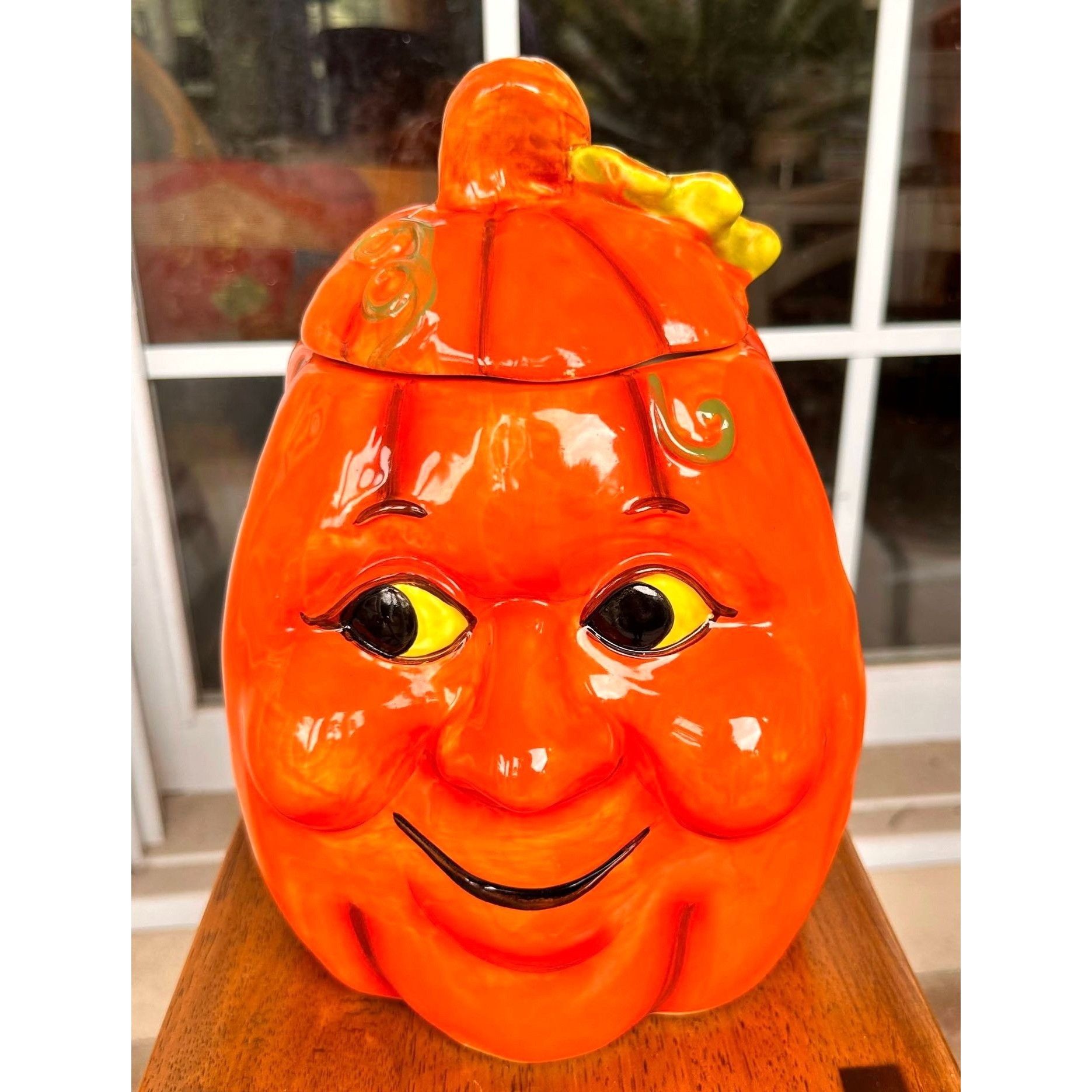 Handmade × Vintage Vintage Halloween Anthropomorphic Pumpkin Cookie Jar Ceramic Size ONE SIZE - 1 Thumbnail
