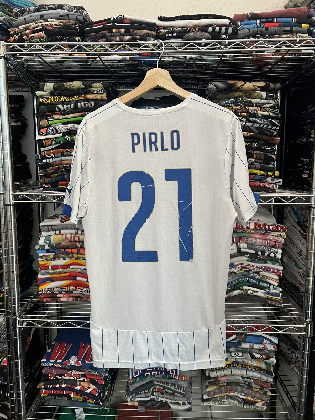Puma 2014 Italy Andrea Pirlo Soccer World Cup Jersey Tradizione Size US L / EU 52-54 / 3 - 2 Thumbnail