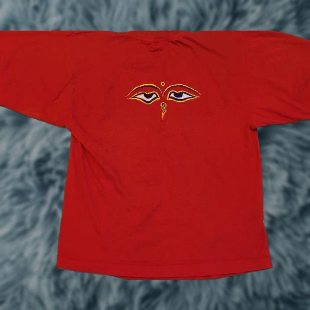 Vintage VINTAGE 90s Eyes Of Buddha Faded Embroidered Shirt S Buddhism Art Ethnic Grunge 80s Size US S / EU 44-46 / 1 - 1 Thumbnail