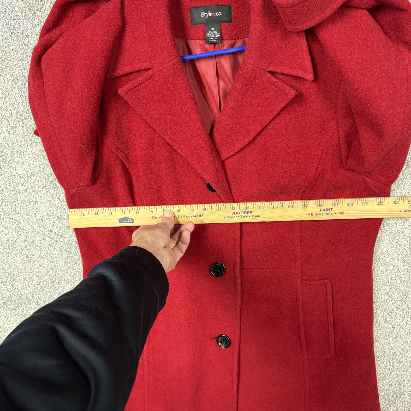Vintage Style&co. Coat Womens XL Red Wool Blend Single Breasted Lined Mid Length Winter Size XL / US 12-14 / IT 48-50 - 5 Thumbnail