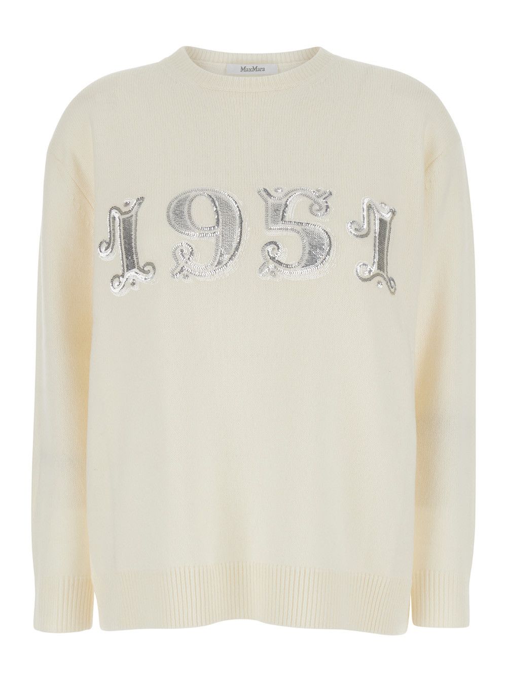 Max Mara White Sweater with 1951 Logo in Wool and Cashmere Woman Size XS / US 0-2 / IT 36-38 - 1 Thumbnail