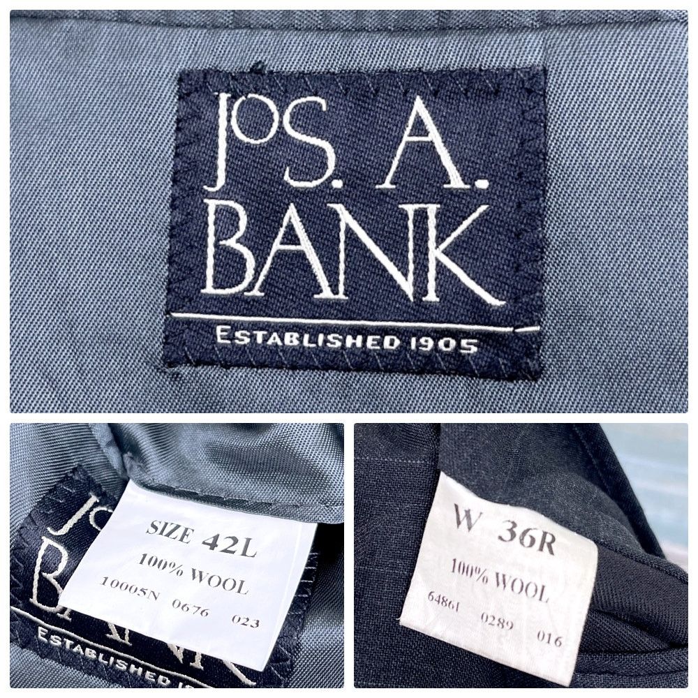 Jos. A. Bank Jos A Bank Wool Pinstripe Suit Charcoal Gray Mens 42L Jacket Size 42L - 13 Thumbnail