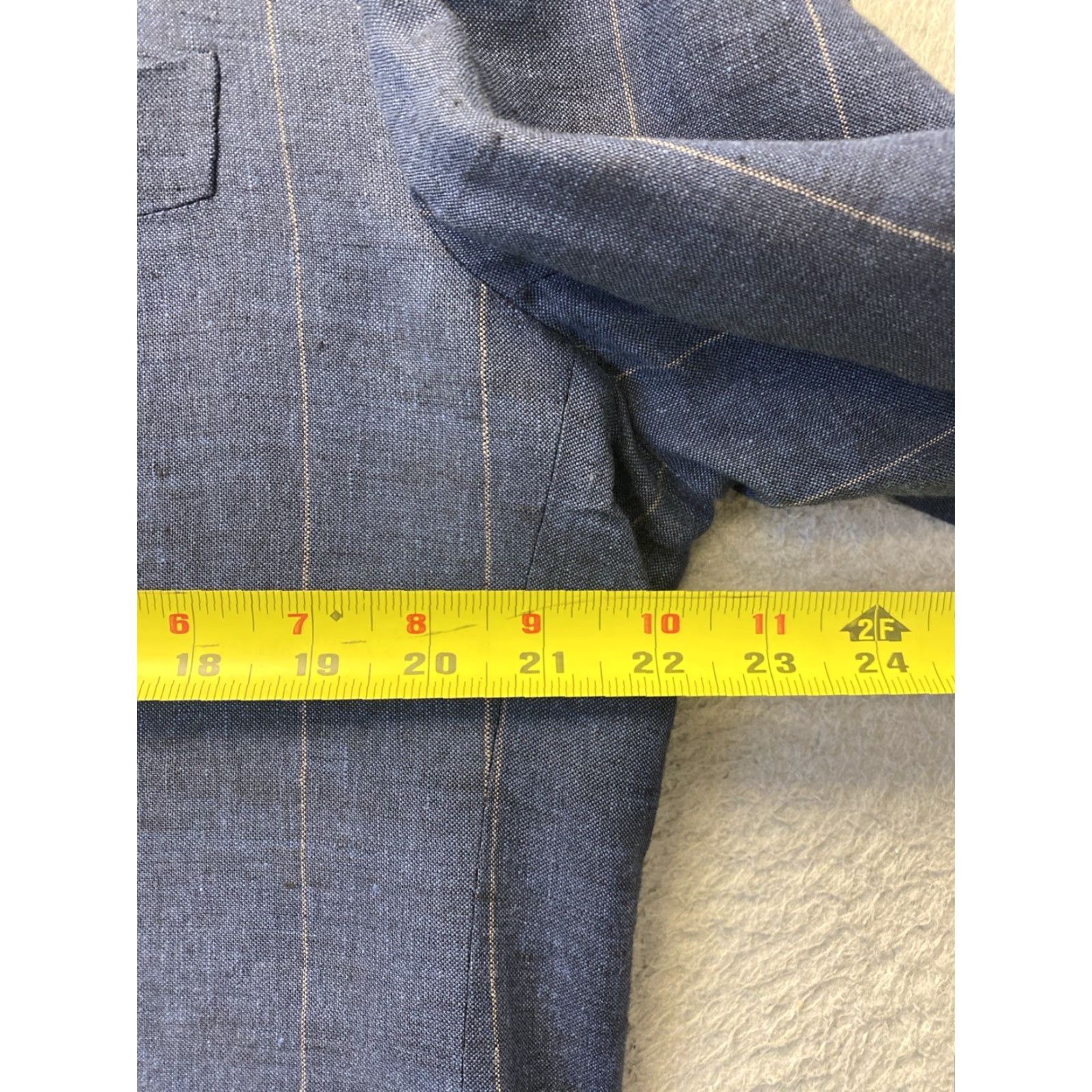 Faconnable VINTAGE Façonnable Linen Sport Coat Jacket Men 44 Navy Tan Stripes Business Casual Italy Size US S / EU 44-46 / 1 - 5 Thumbnail