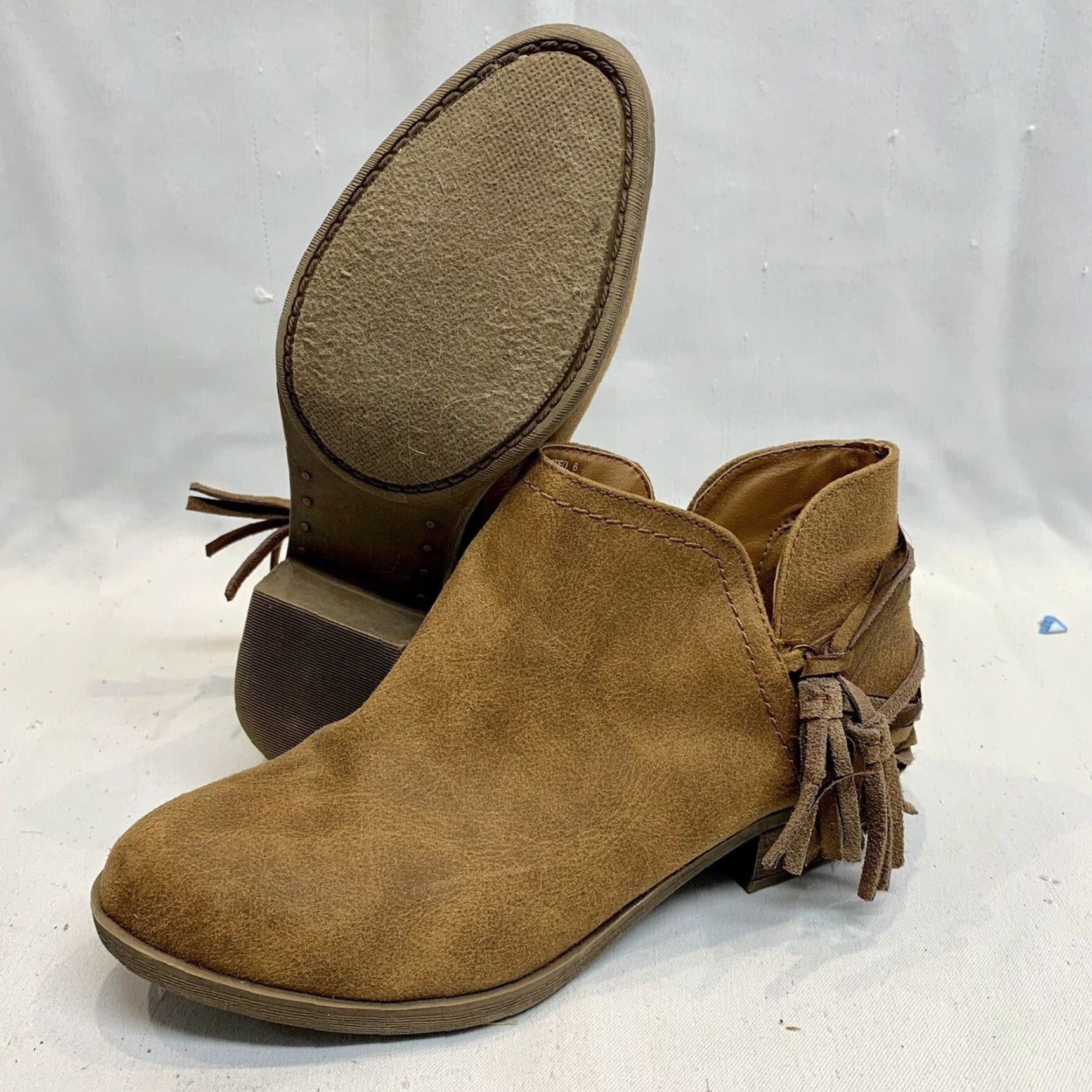 Sugar Sugar Boots Boots Women's 6 Ankle Boots Dark Camel Textile Tassels SGR-Trusted Boho-chic Tasseled Shoe Size 6 Womens Size US 6 / IT 36 - 2 Thumbnail