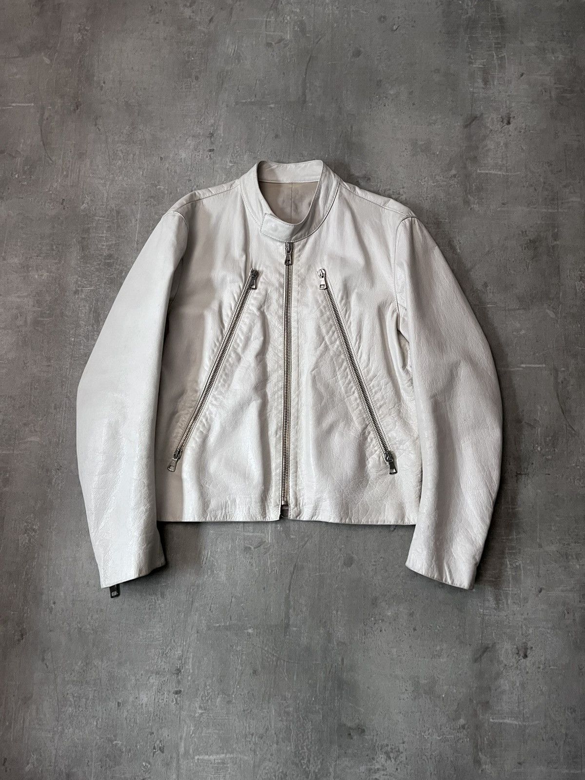 Maison Margiela S/S 2008 5-zip White Leather Jacket