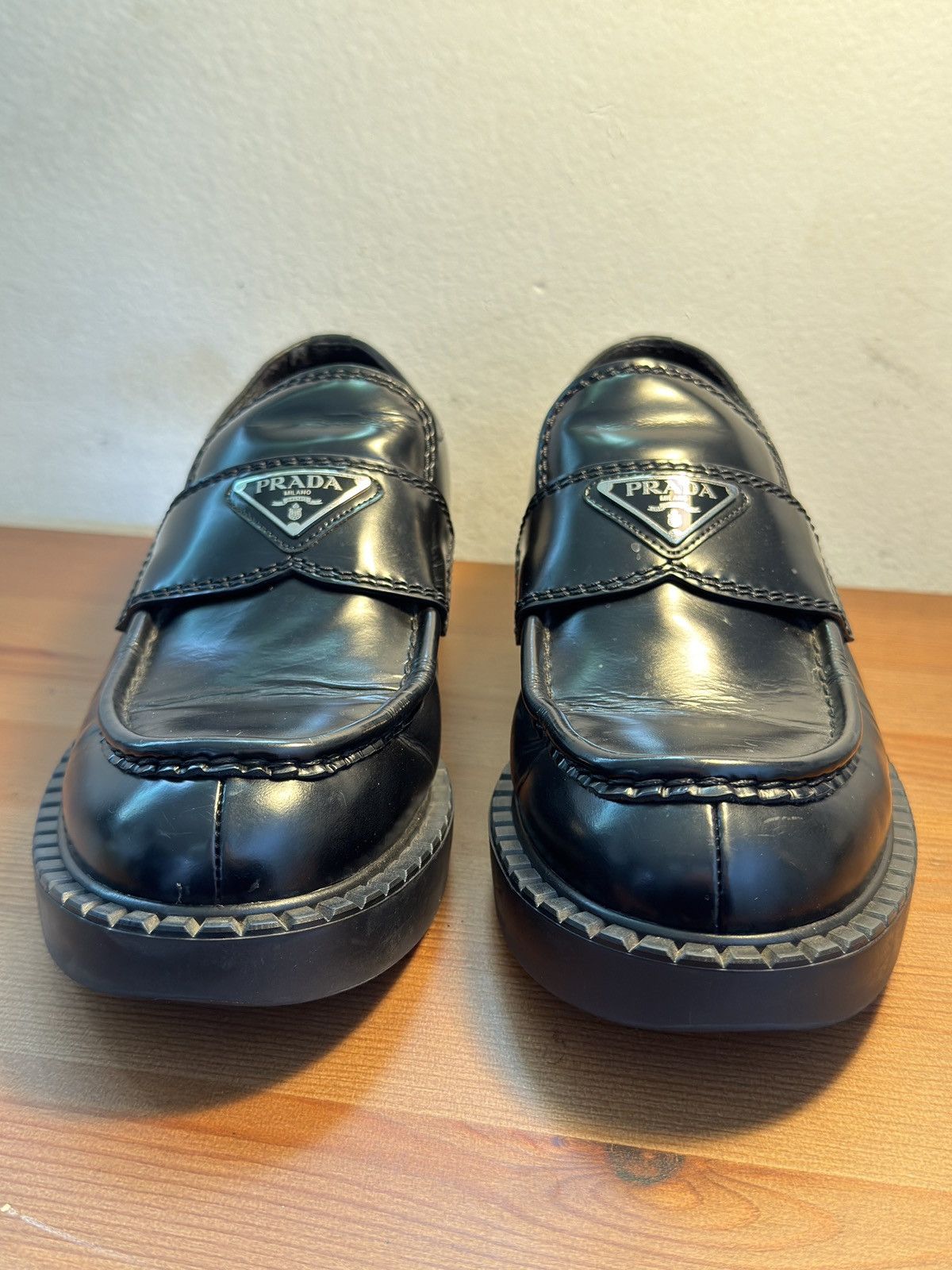 Prada Chocolate brushed leather loafers (Defective) Size US 5 / EU 37 - 2 Thumbnail
