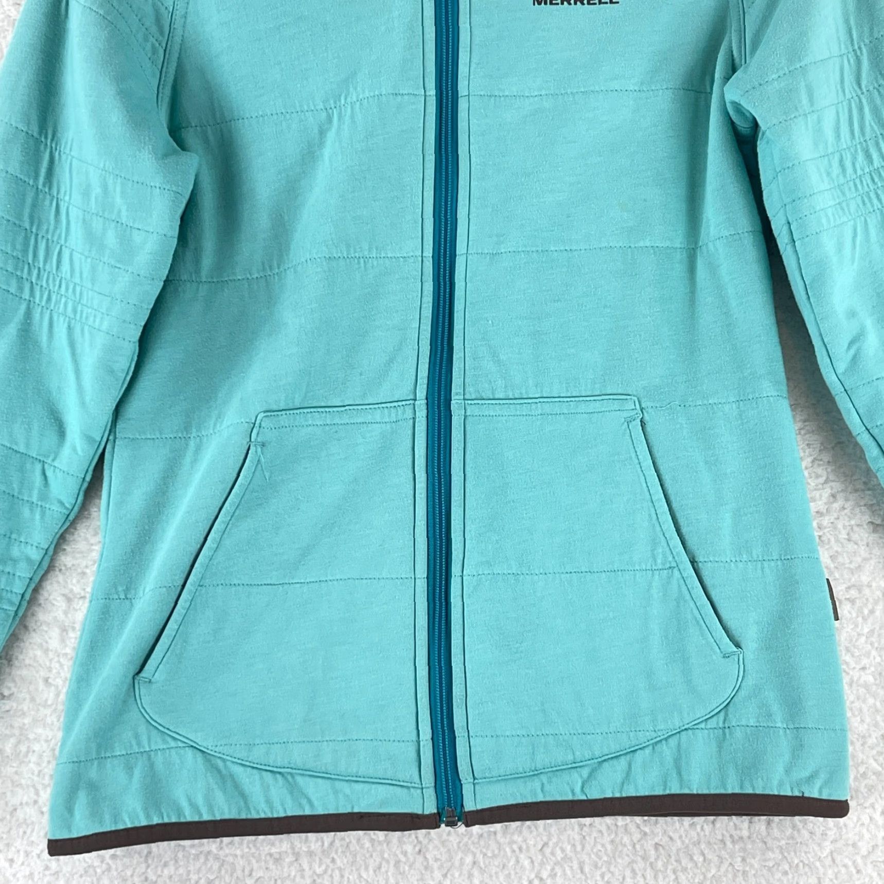 Merrell Merrell Womens Sweater Full Zip Hooded Long Sleeve Pockets Blue Outdoor Casual Travel Shirt Size S / US 4 / IT 40 - 5 Thumbnail
