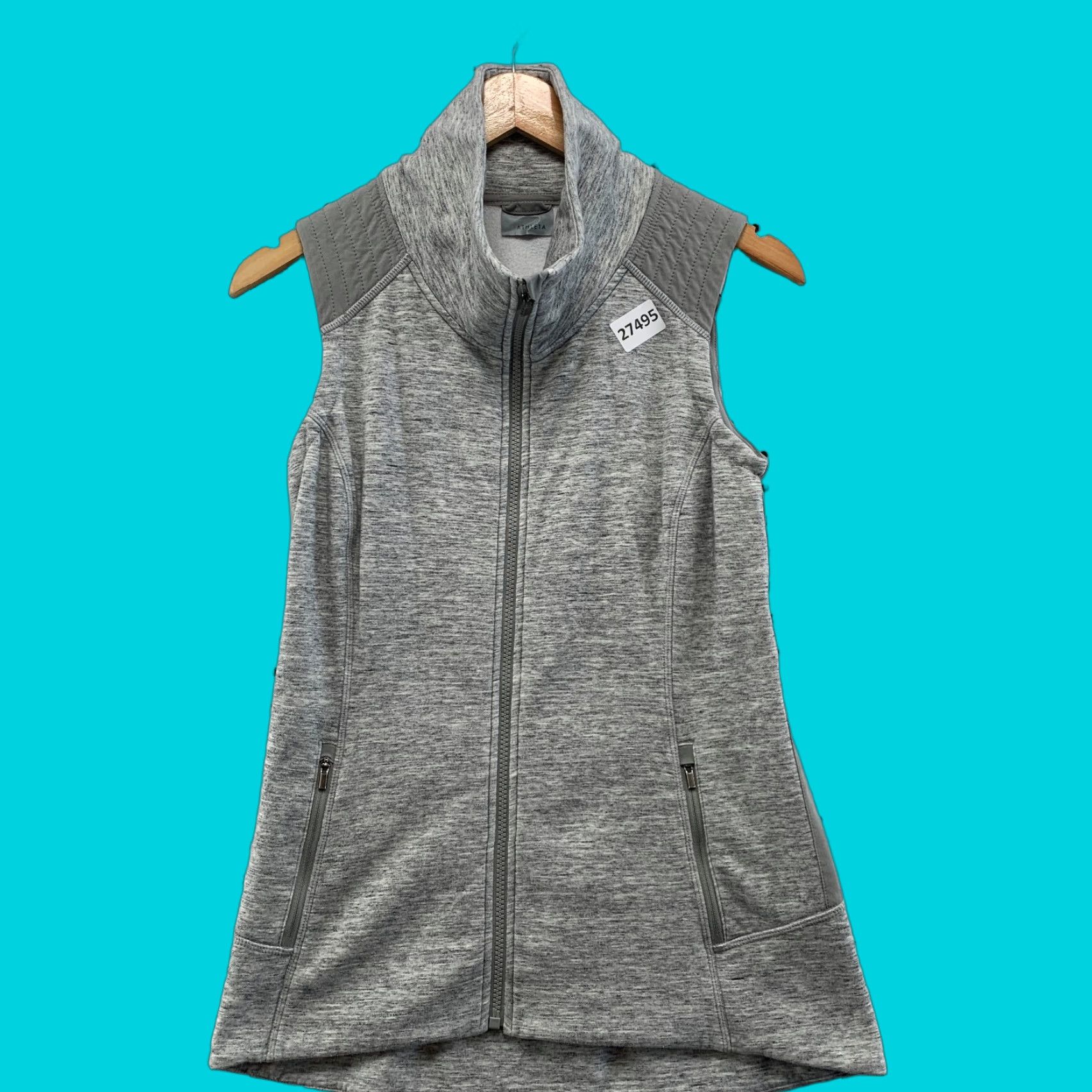 Athleta Athleta Womens Stronger Vest Full Zip Heathered Gray Ladies Small 14.5x27 - Women Jacket Size Small Gray Athletic Zip Vest Size S / US 4 / IT 40 - 1 Thumbnail