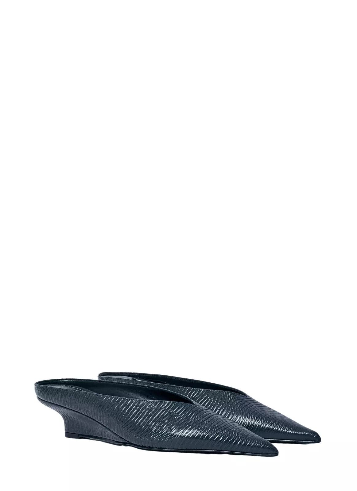 Toteme TOTEME Sharp $690 Black Embossed 35mm Wedge Mules Size US 7 / IT 37 - 2 Thumbnail