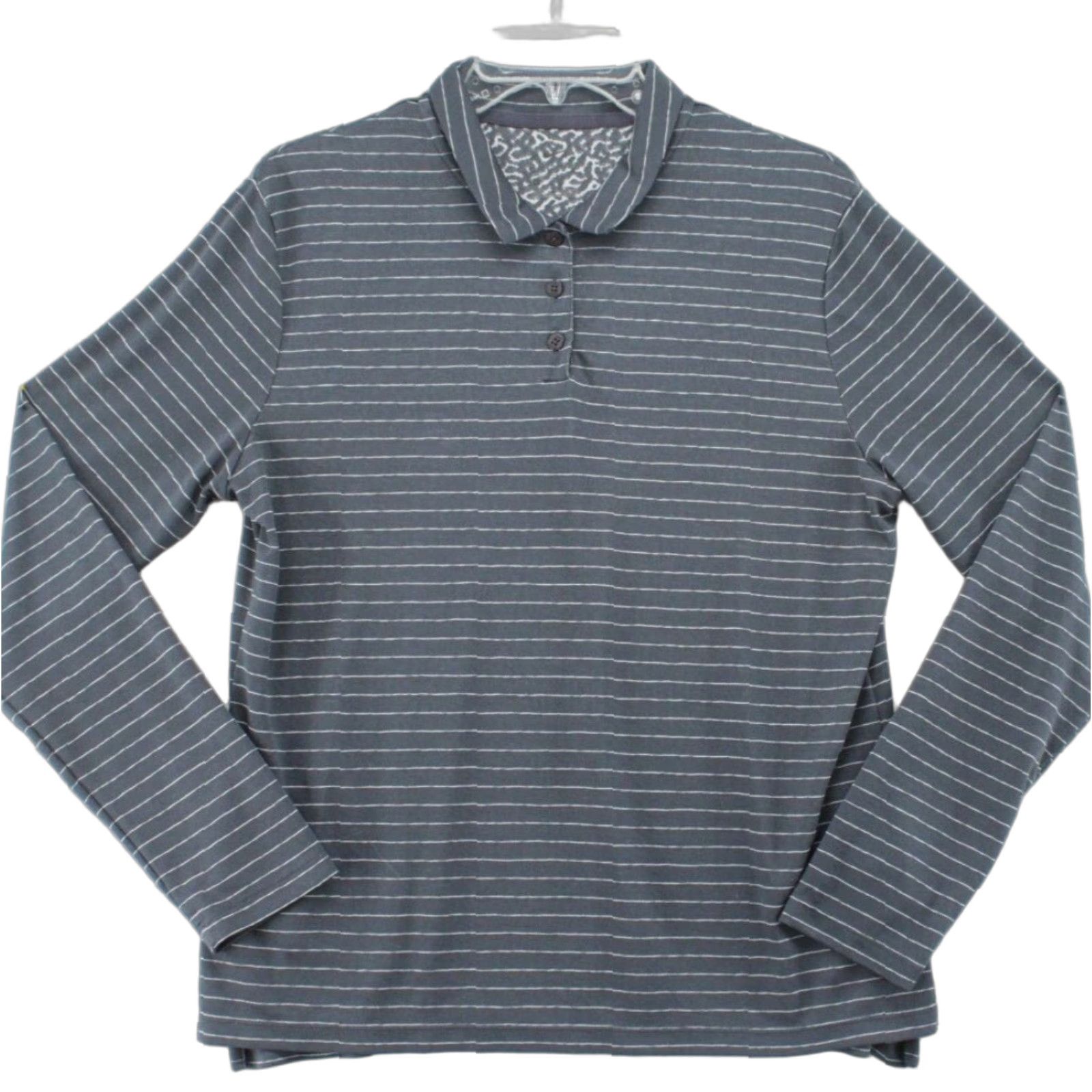Nike Nike Polo Shirt Women L Gray Striped Golf Fit Dry Long Sleeve Collared EUC Size L / US 10 / IT 46 - 1 Thumbnail