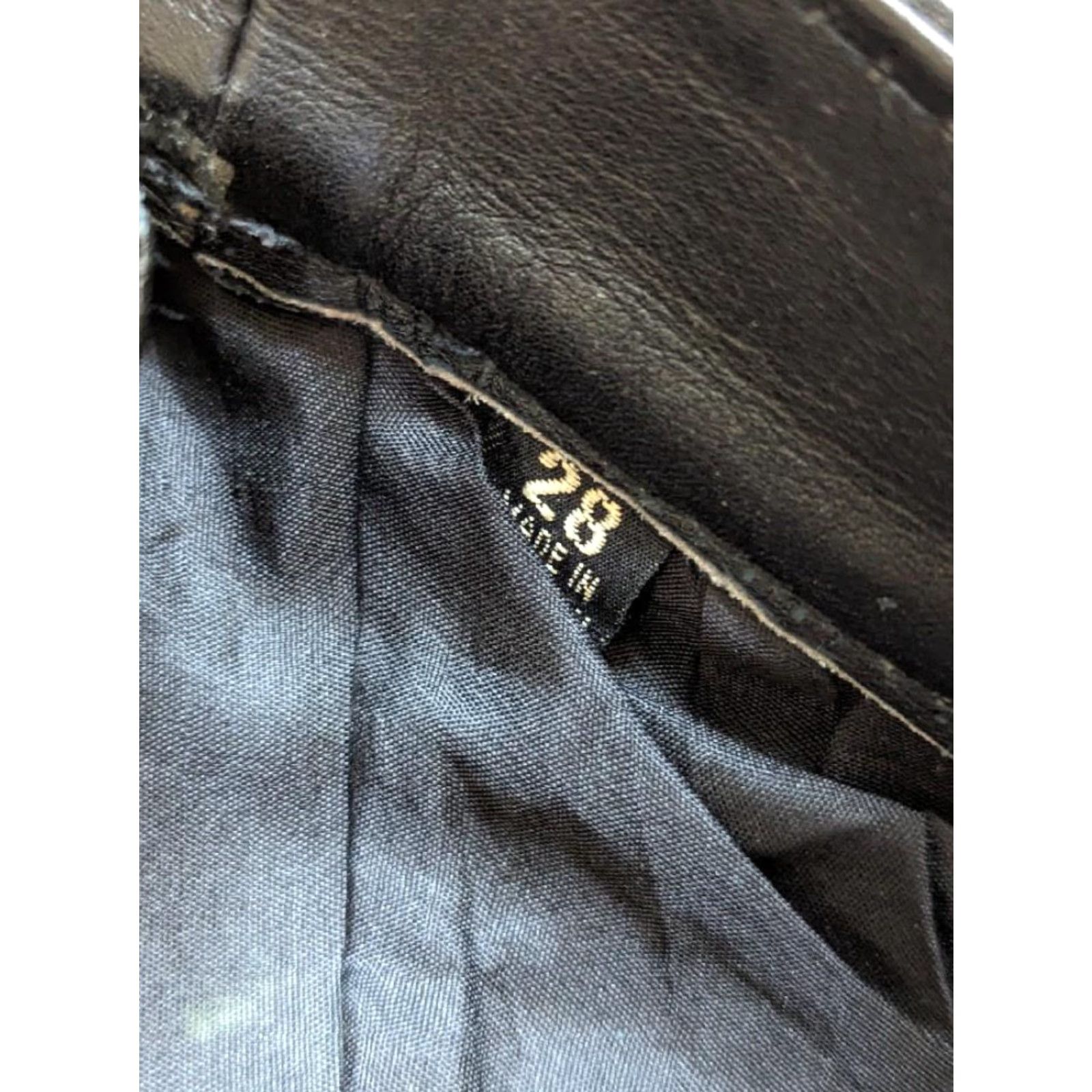 Vintage VINTAGE Motorcycle Pants Women 26x30 Black Leather Motorcycle Pants 26X30 Womens Vintage 1990s Slender Straight Rise High Leather Pants Size 26" / US 2 / IT 38 - 6 Thumbnail