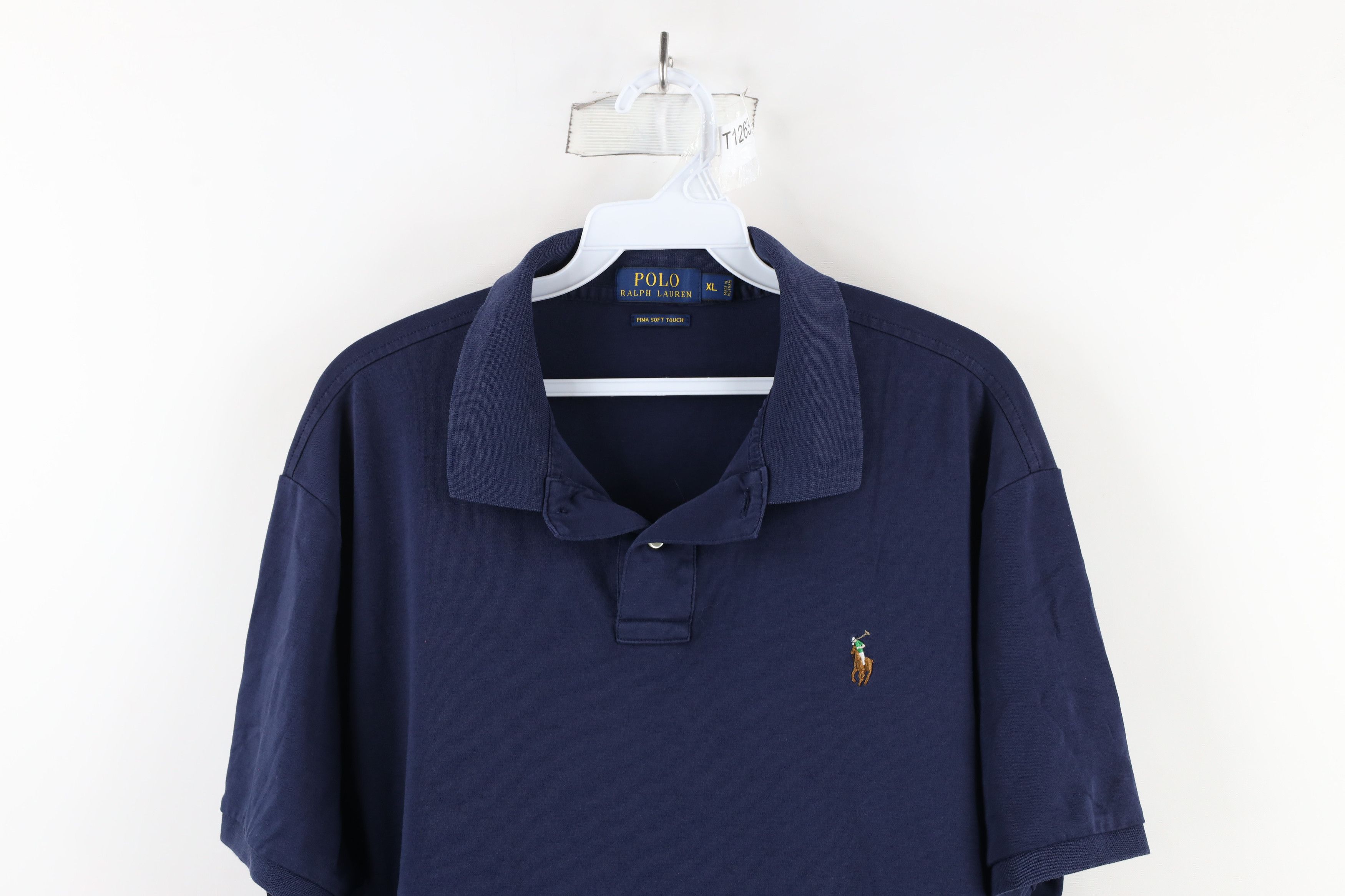 Ralph Lauren × Vintage Ralph Lauren Pima Cotton Soft Touch Collared Polo Shirt Blue Size US XL / EU 56 / 4 - 2 Thumbnail