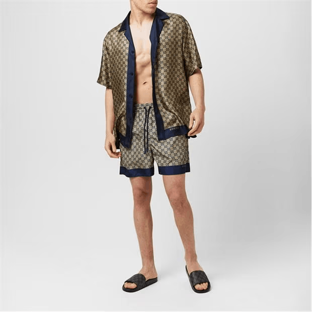 Gucci Men'S Gg Print Poplin Swim Shorts Size US 28 / EU 44 - 4 Thumbnail