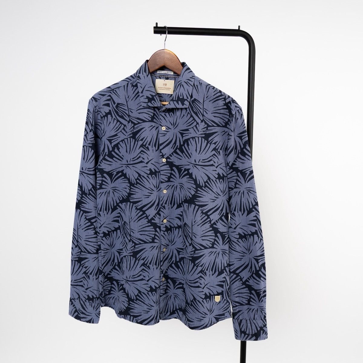 Scotch & Soda Scotch & Soda Mens Blue Floral Shirt Long Sleeve Button Up Size US L / EU 52-54 / 3 - 1 Thumbnail