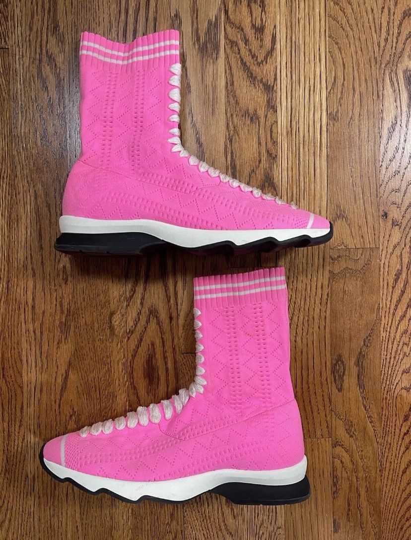 Fendi Fendi Rockoko Sneakers Knitted Sock Pink Women’s 39 Size US 9 / IT 39 - 2 Thumbnail