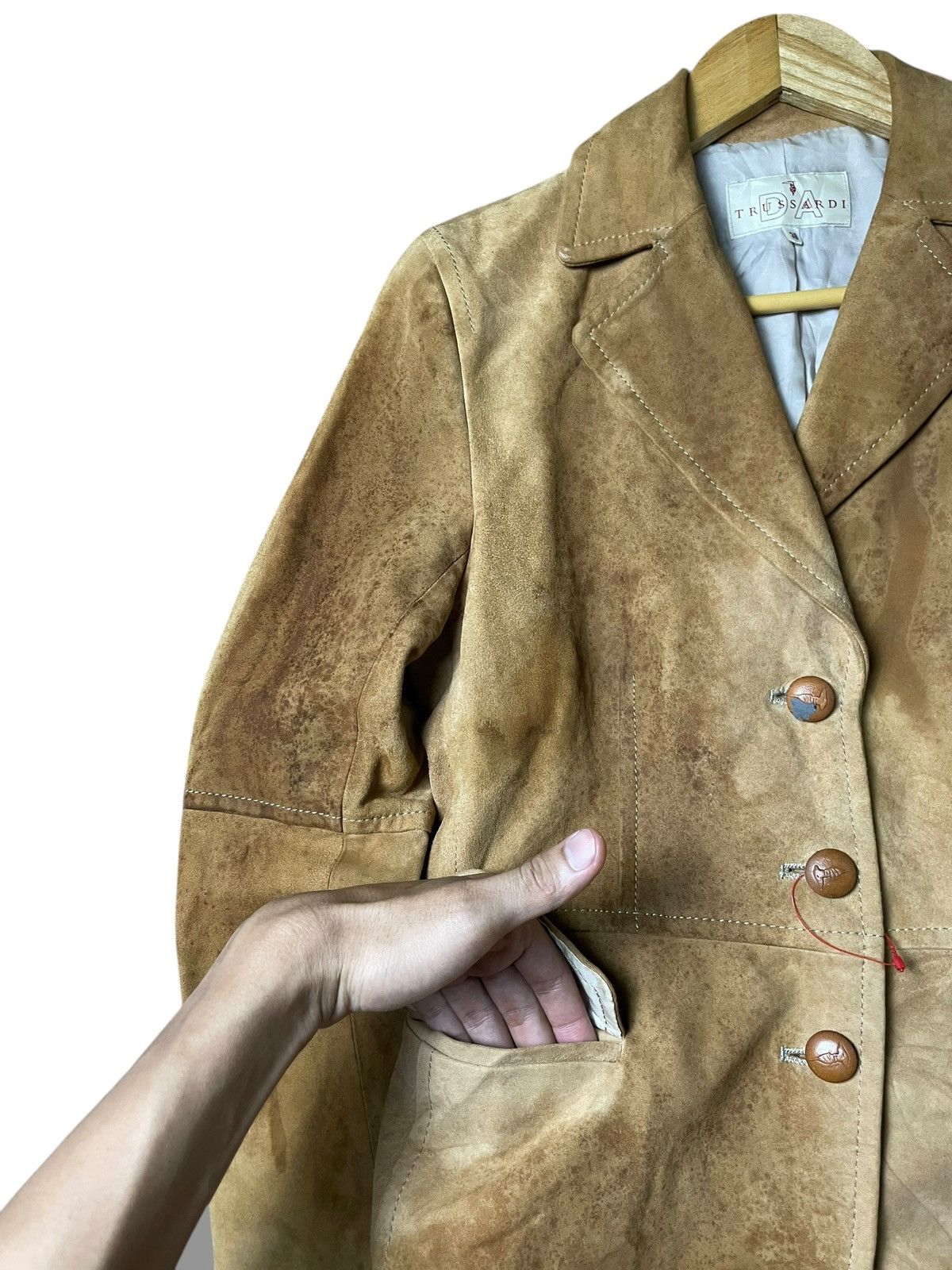 Trussardi × Vintage Trussardi Leather Suede Jacket (54) Size US XXS / EU 40 - 10 Thumbnail