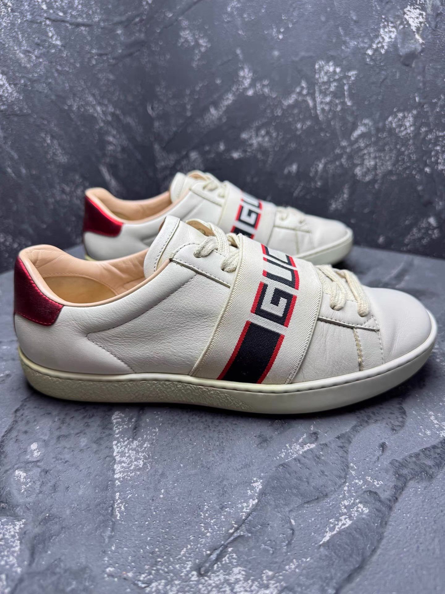 Gucci GUCCI Ace Leather Sneakers with Embroidery & Lace-Up Q10 Size US 5.5 / IT 35.5 - 5 Thumbnail