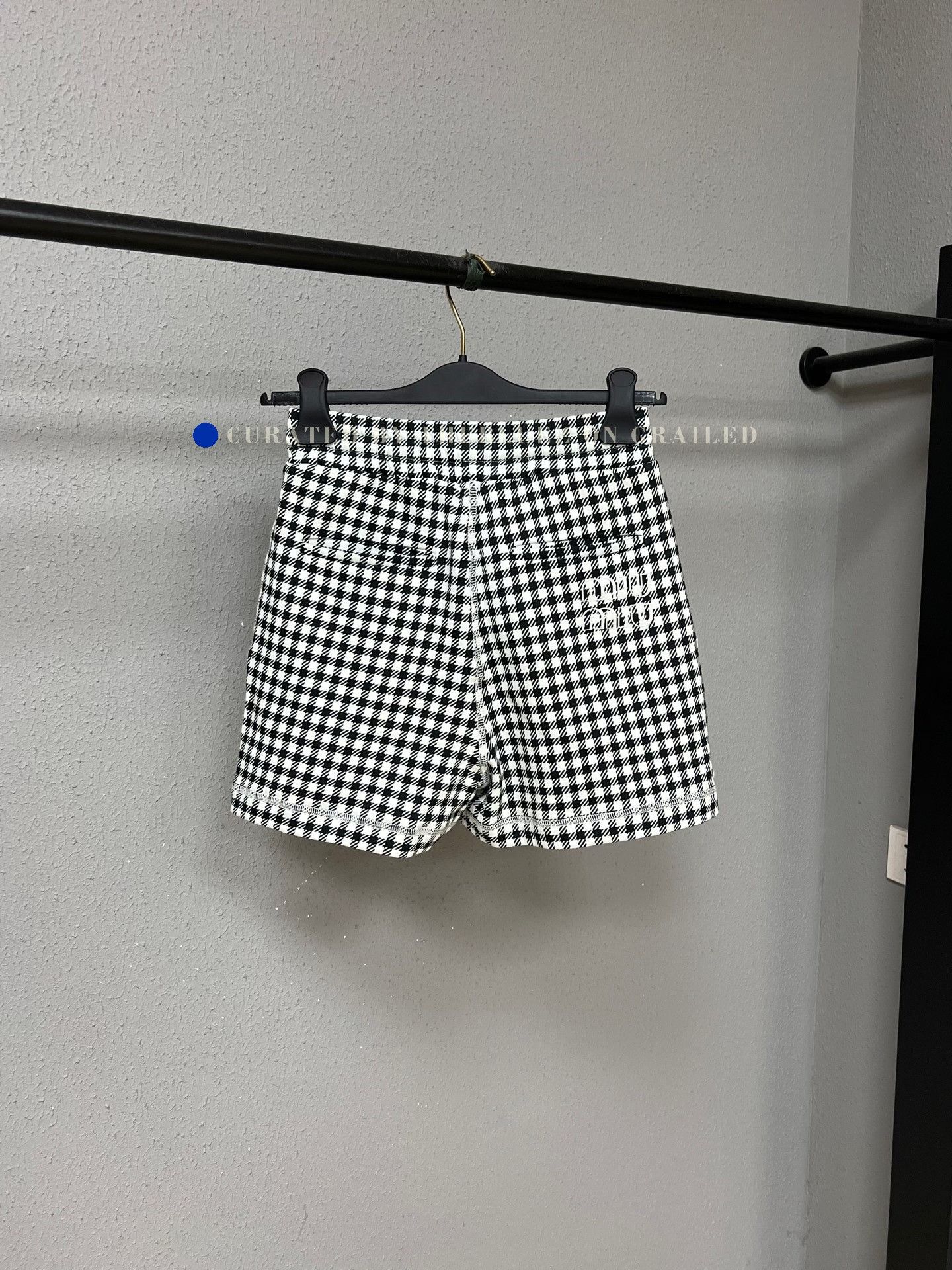 Miu Miu Miu Miu Embroidered Black White Plaid Shorts Size 36" / US 14 / IT 50 - 1 Thumbnail