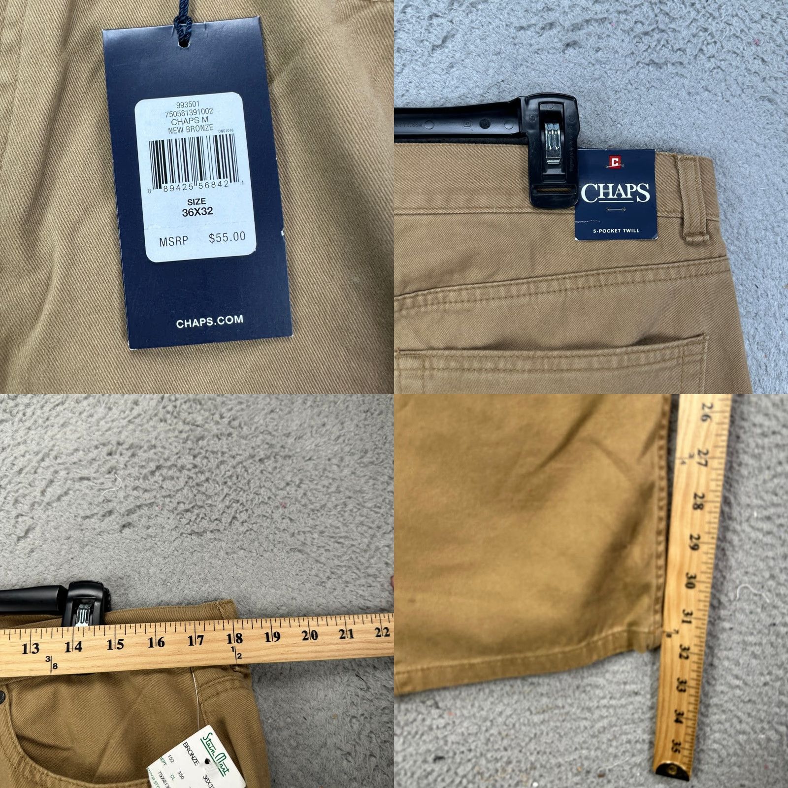 Chaps Chaps Khakis Pants Brown Mens 36X32 Straight Leg Flat Front 5 Pocket Twill NEW Size US 36 / EU 52 - 8 Thumbnail