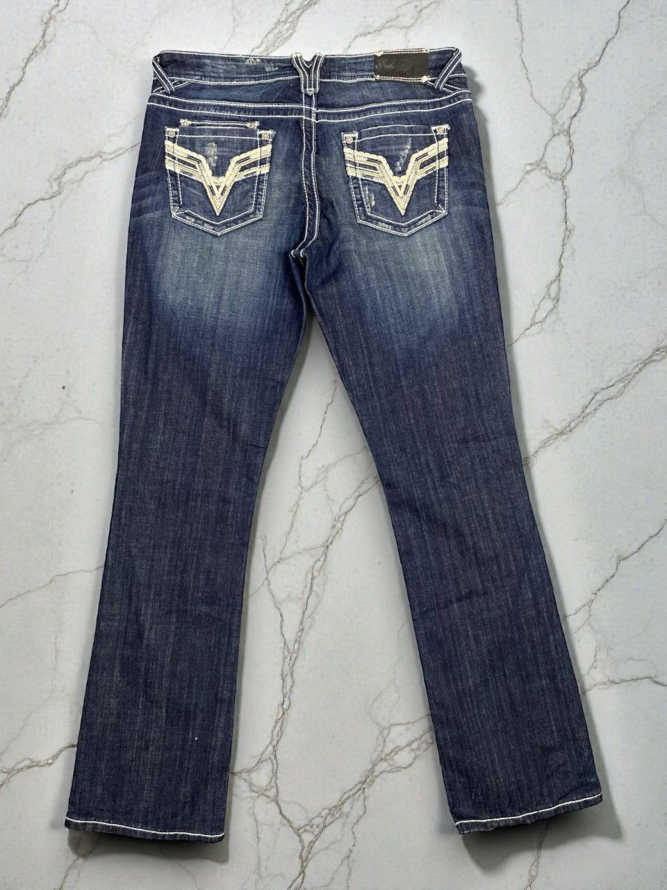 Japanese Brand vigoss bootcut flare distressed style denim Size 35" - 1 Thumbnail