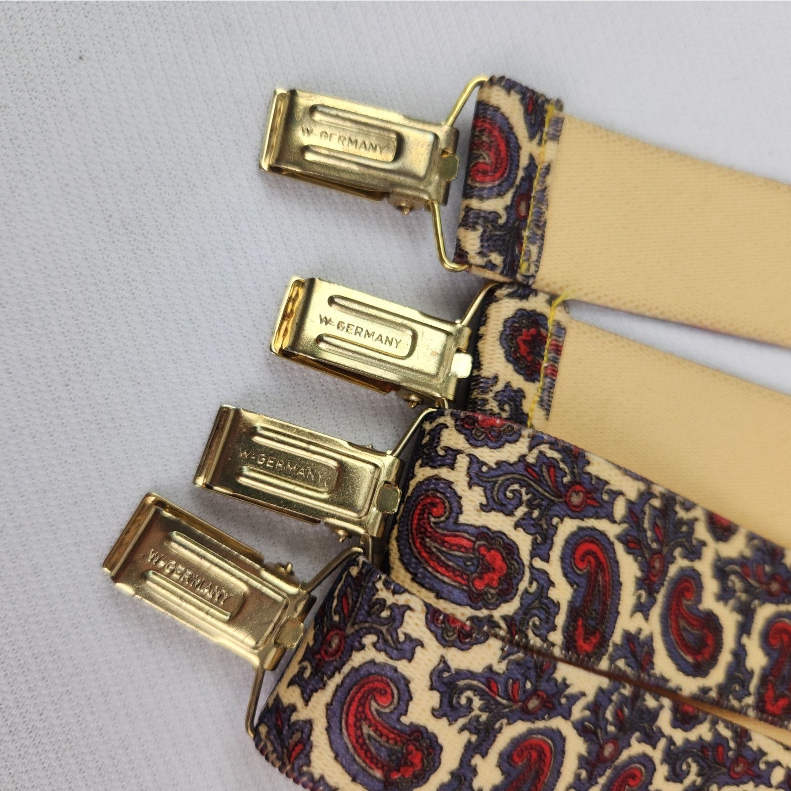 Vintage Vintage Clip On Suspenders West Germany X Paisley Gold Red Size ONE SIZE - 2 Thumbnail