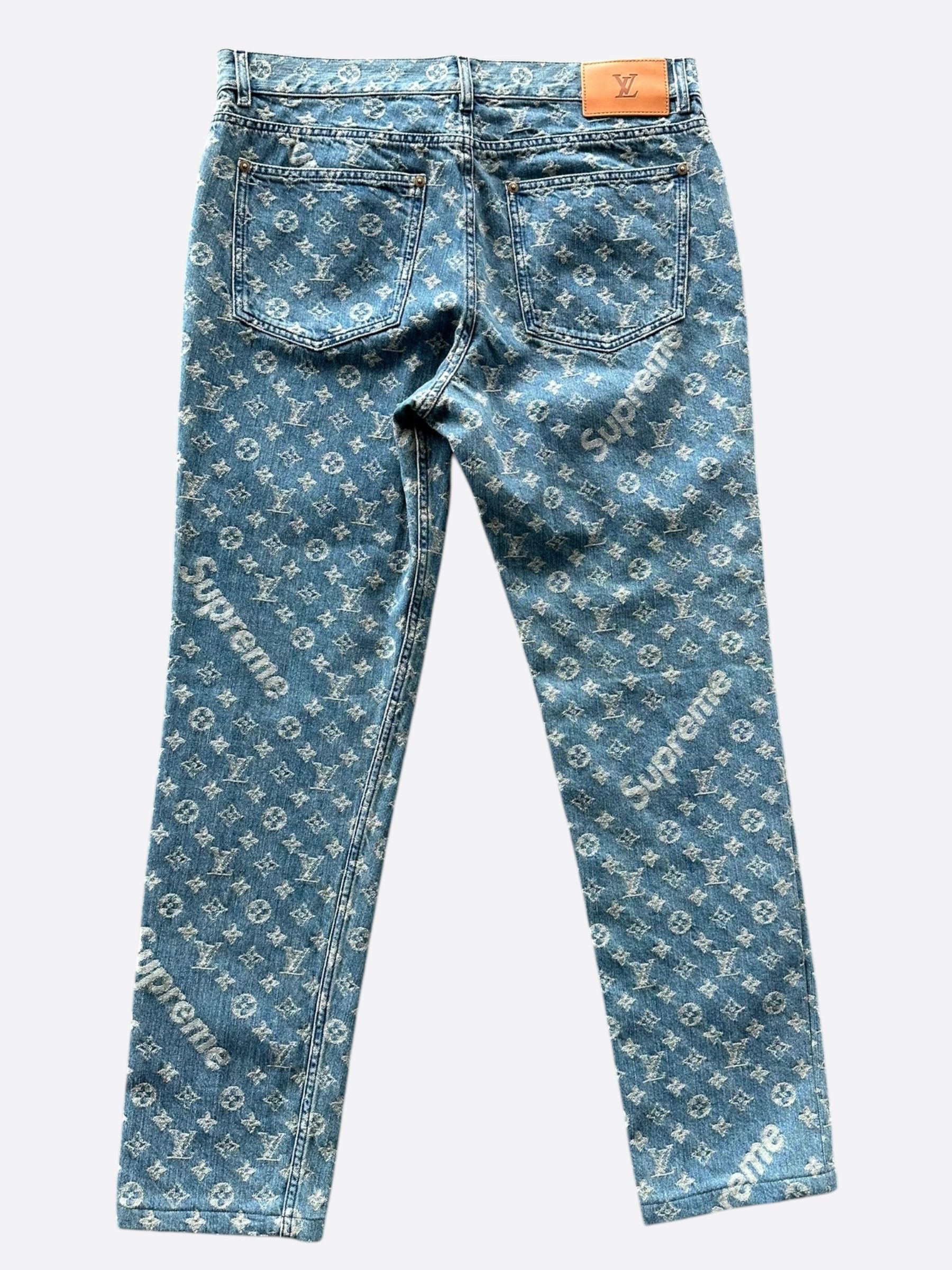 Louis Vuitton Louis Vuitton Supreme Blue Monogram Jeans | Grailed