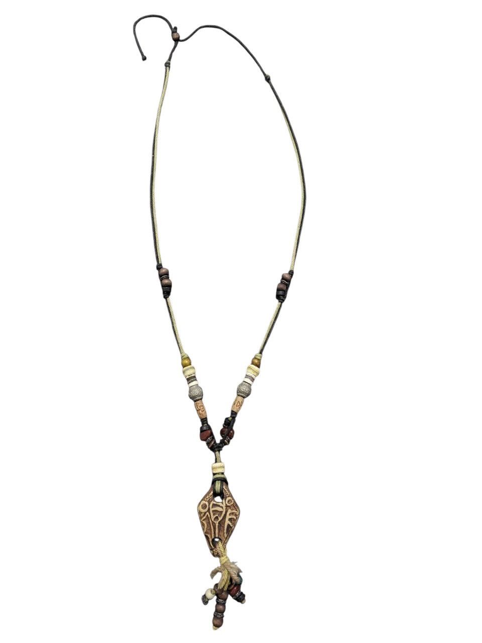 Native TRIBAL DOLPHIN BOHO STYLE CORD NECKLACE WITH CARVED PENDANT Size ONE SIZE - 1 Thumbnail