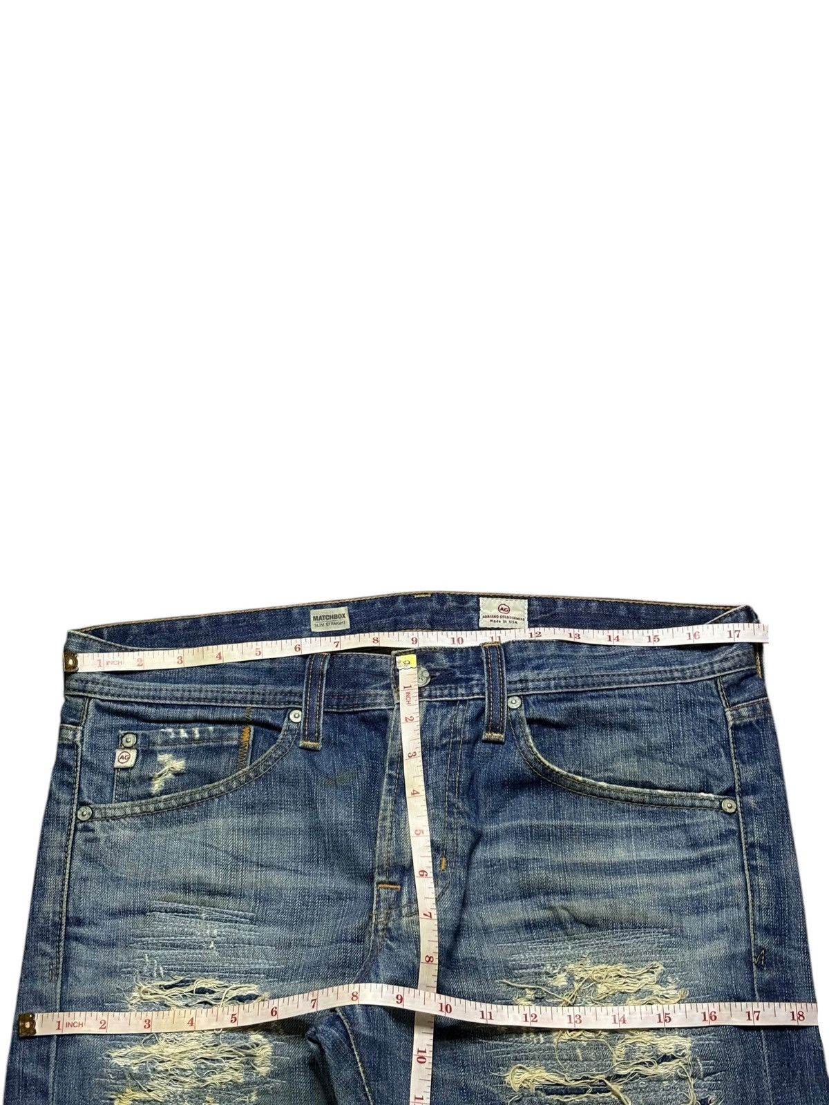 AG Adriano Goldschmied Vintage Adriano Goldscmied Mud Wash Sashiko Style Jeans Size US 35 - 11 Thumbnail