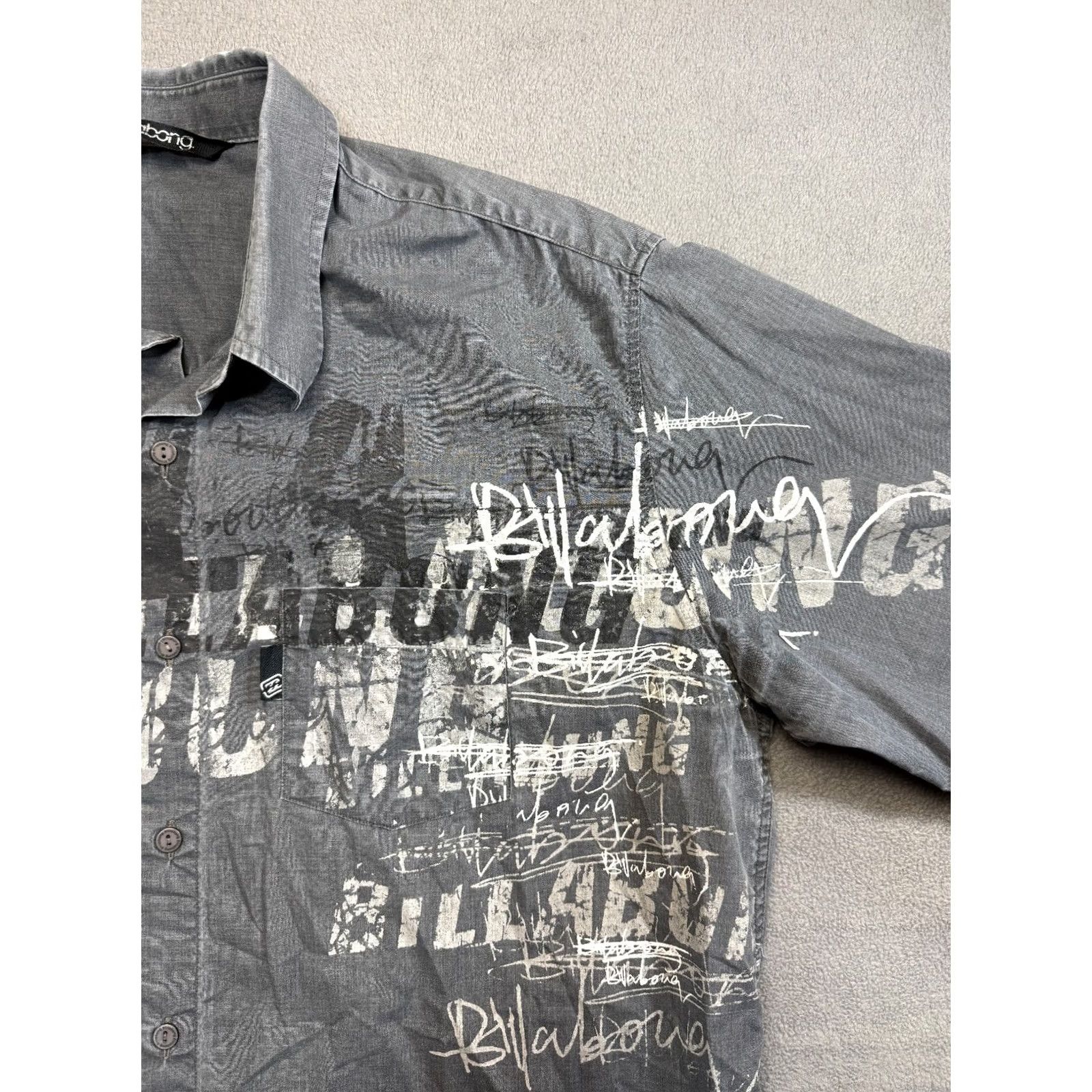 Billabong Billabong Button-Up Shirt Short Sleeve Mens 3XL Gray Size US XXL / EU 58 / 5 - 5 Thumbnail