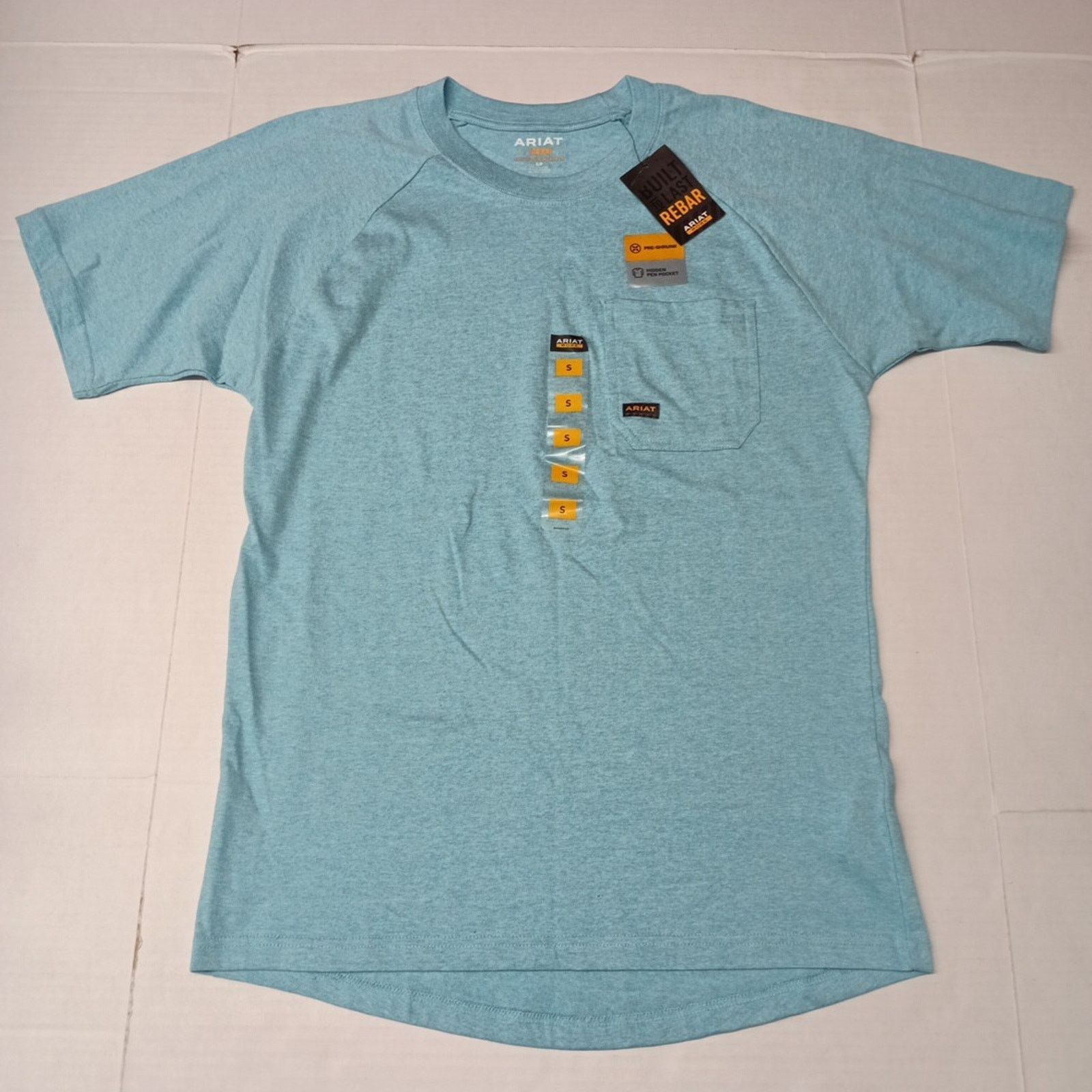 Ariat Ariat Rebar Men's T-Shirt Size S Blue SS Basic Pocket Tee Size US S / EU 44-46 / 1 - 1 Thumbnail