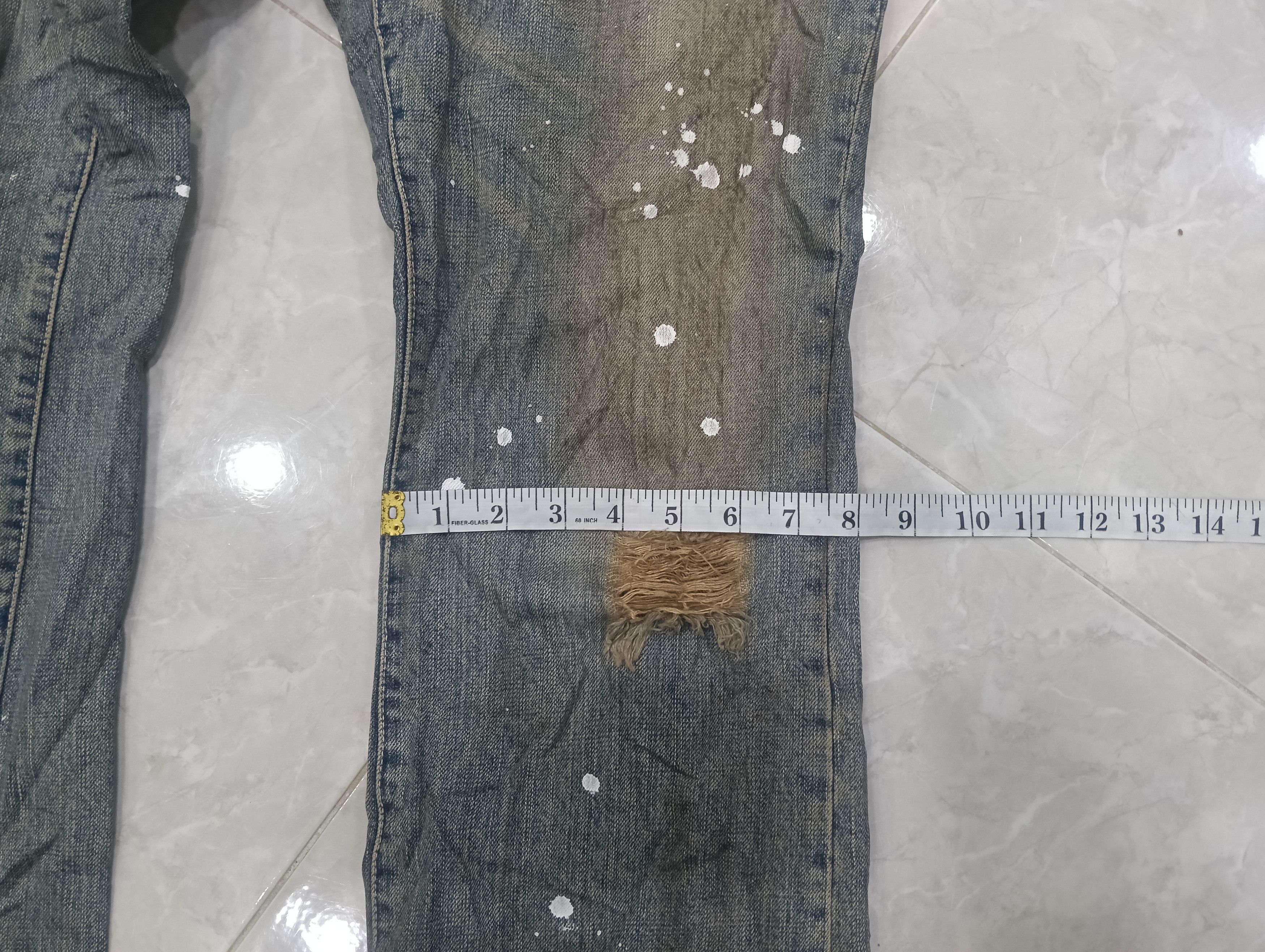 Issey Miyake Tete Homme Thrashed Sick Denim Studded Bootcut Size 33" - 17 Thumbnail