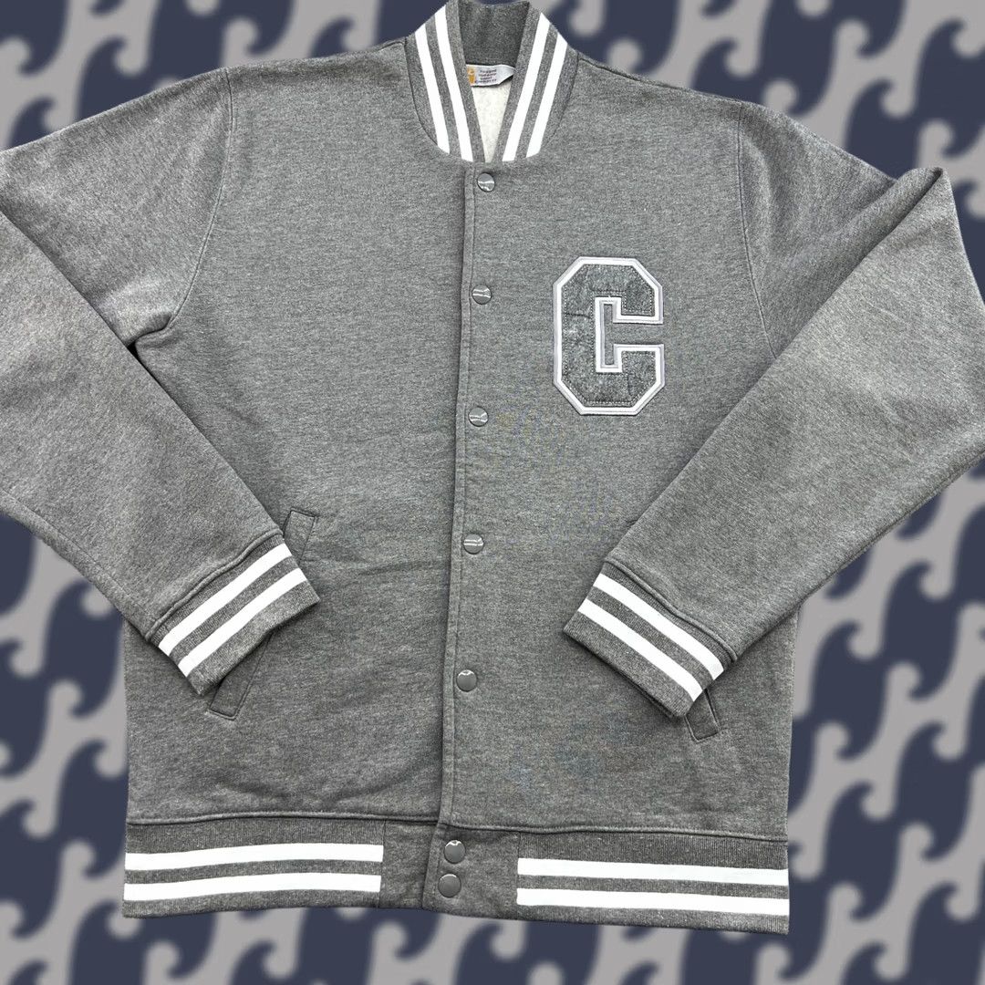 Carhartt Carhartt Varsity Jacket Mens Medium Gray Rugged Cup Letterman Full Zip Pockets Water Resistant Moisture Wicking Casual Canvas Polyester Cotton Lining Size US M / EU 48-50 / 2 - 1 Thumbnail