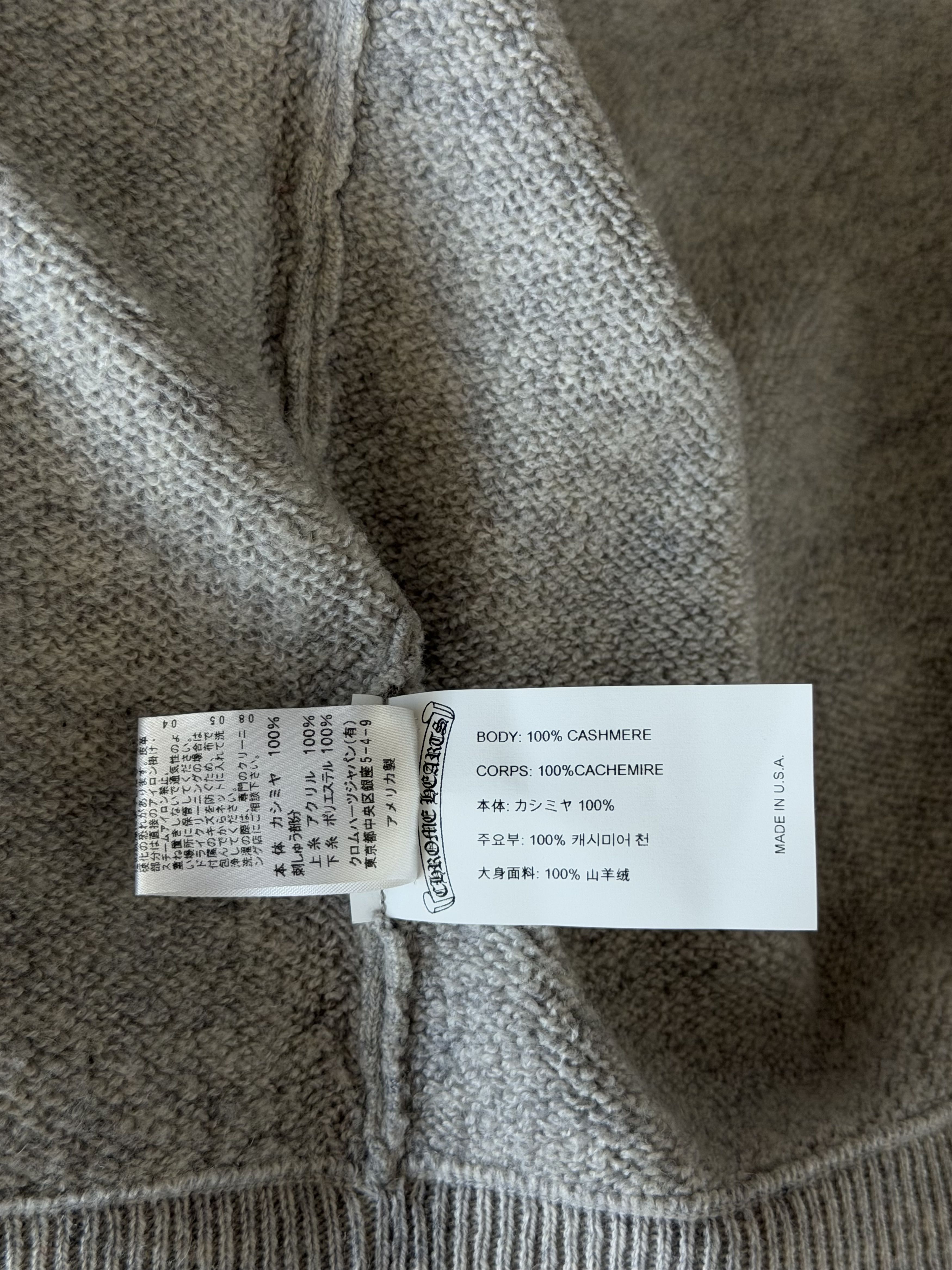 Chrome Hearts Grey & Black Embroidered Cashmere Zip Up Hoodie Size US L / EU 52-54 / 3 - 5 Thumbnail
