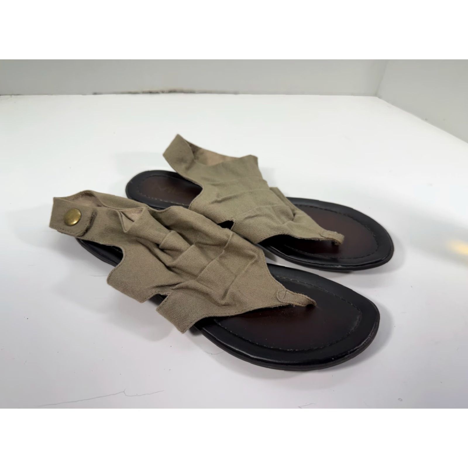 Vintage Mia Mila Thong Sandals Womens 8.5 M Khaki Green Canvas Beach Comfort Sandal Flip Flop Casual Travel Size US 9 / IT 39 - 2 Thumbnail