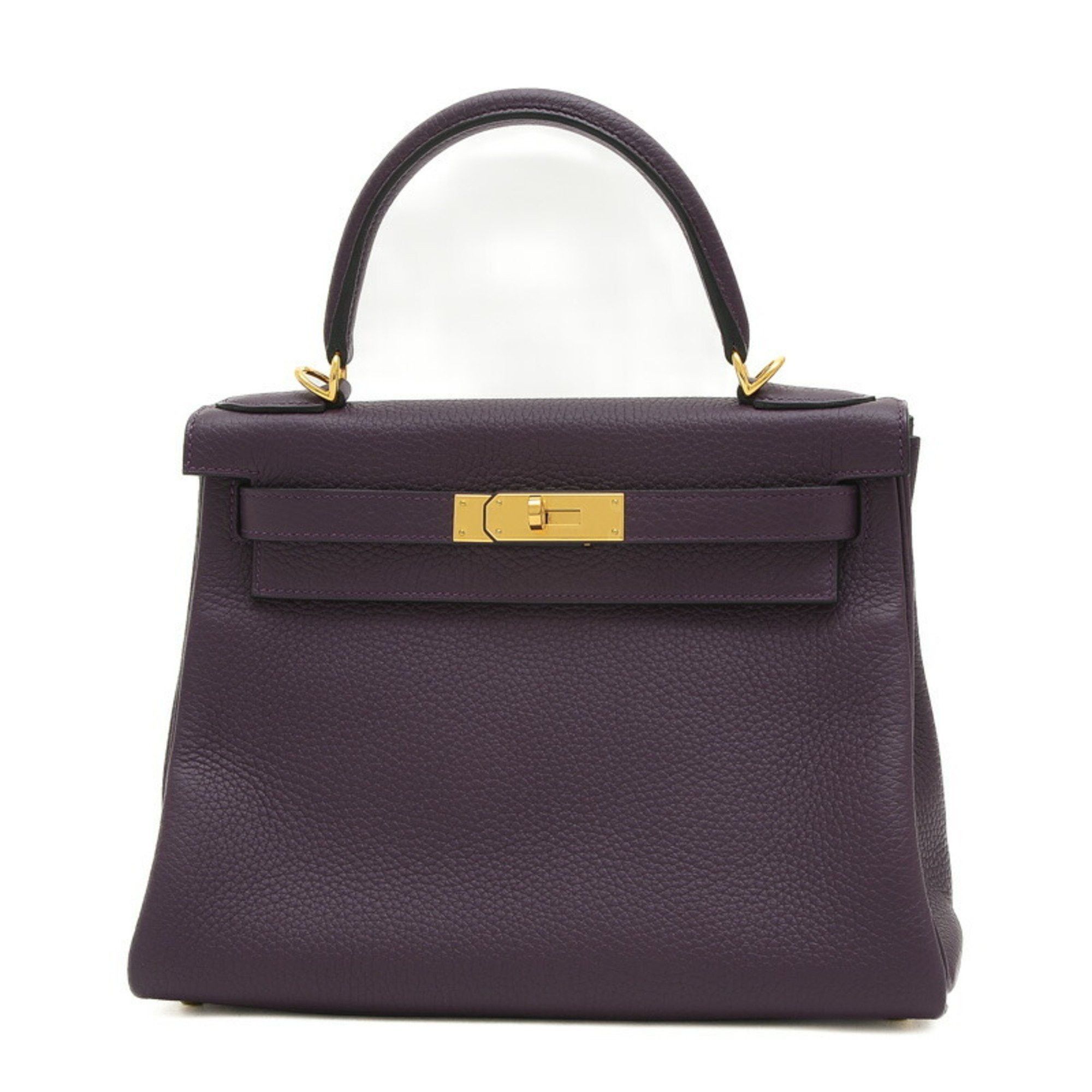 image of Hermes Kelly 28 Inner Stitching Handbag Raisin Taurillon U Stamp, Women's