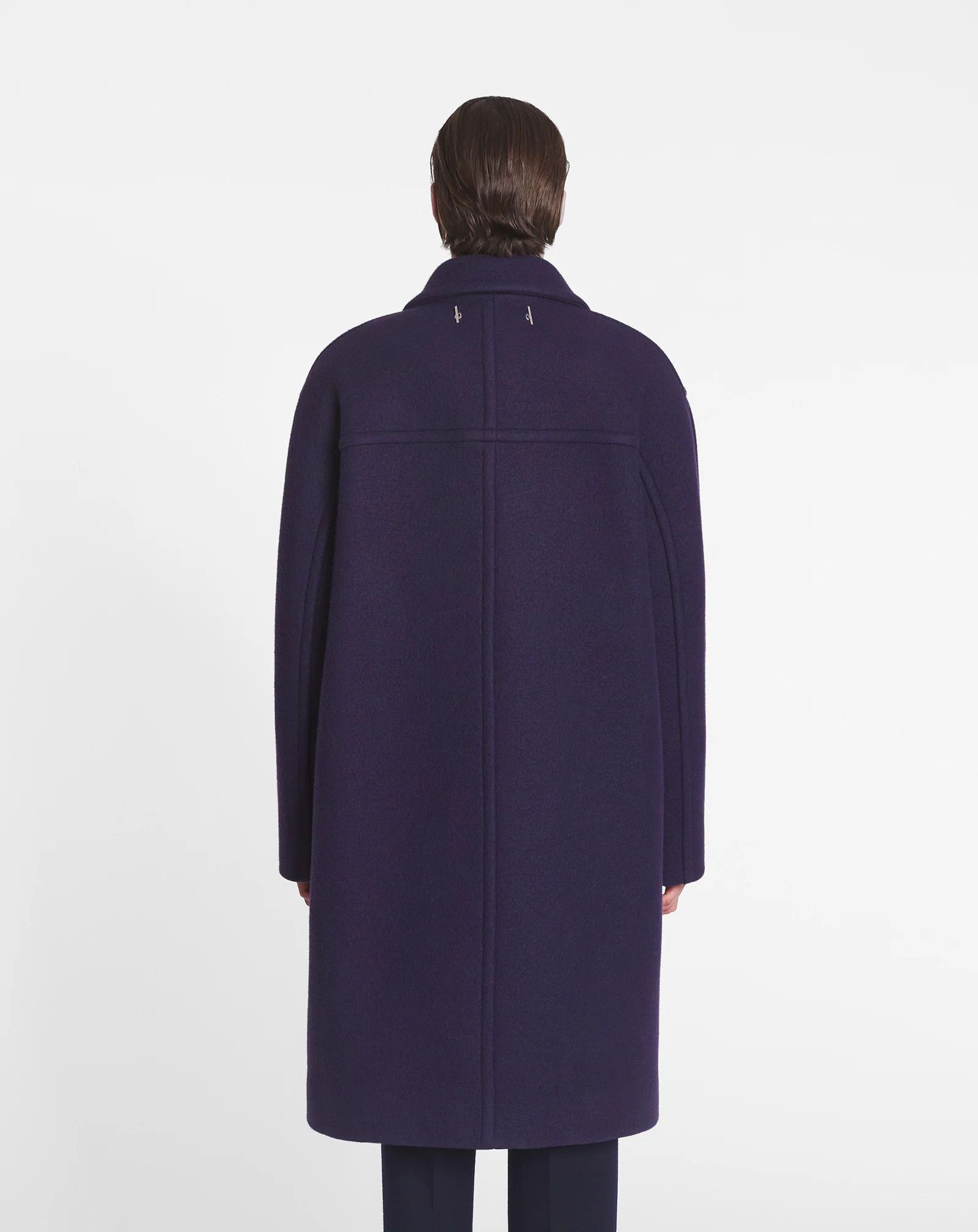 Lanvin o1s22i1n1024 Double-Breasted Heavy Wool Coat in Blue Size US M / EU 48-50 / 2 - 4 Thumbnail