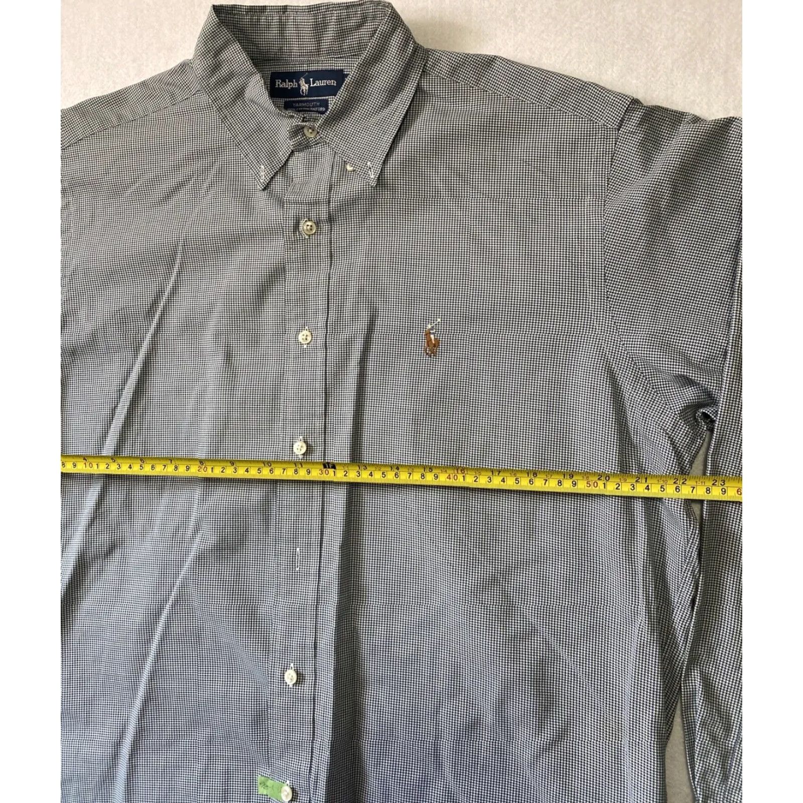Polo Ralph Lauren Polo Ralph Lauren Button Dress Shirt Men’s Size L Blue Micro Check / 25-2 Dress Shirt Mens L Blue Pattern Dot / Button-Down Collar Vintage: No Size 42R - 6 Thumbnail