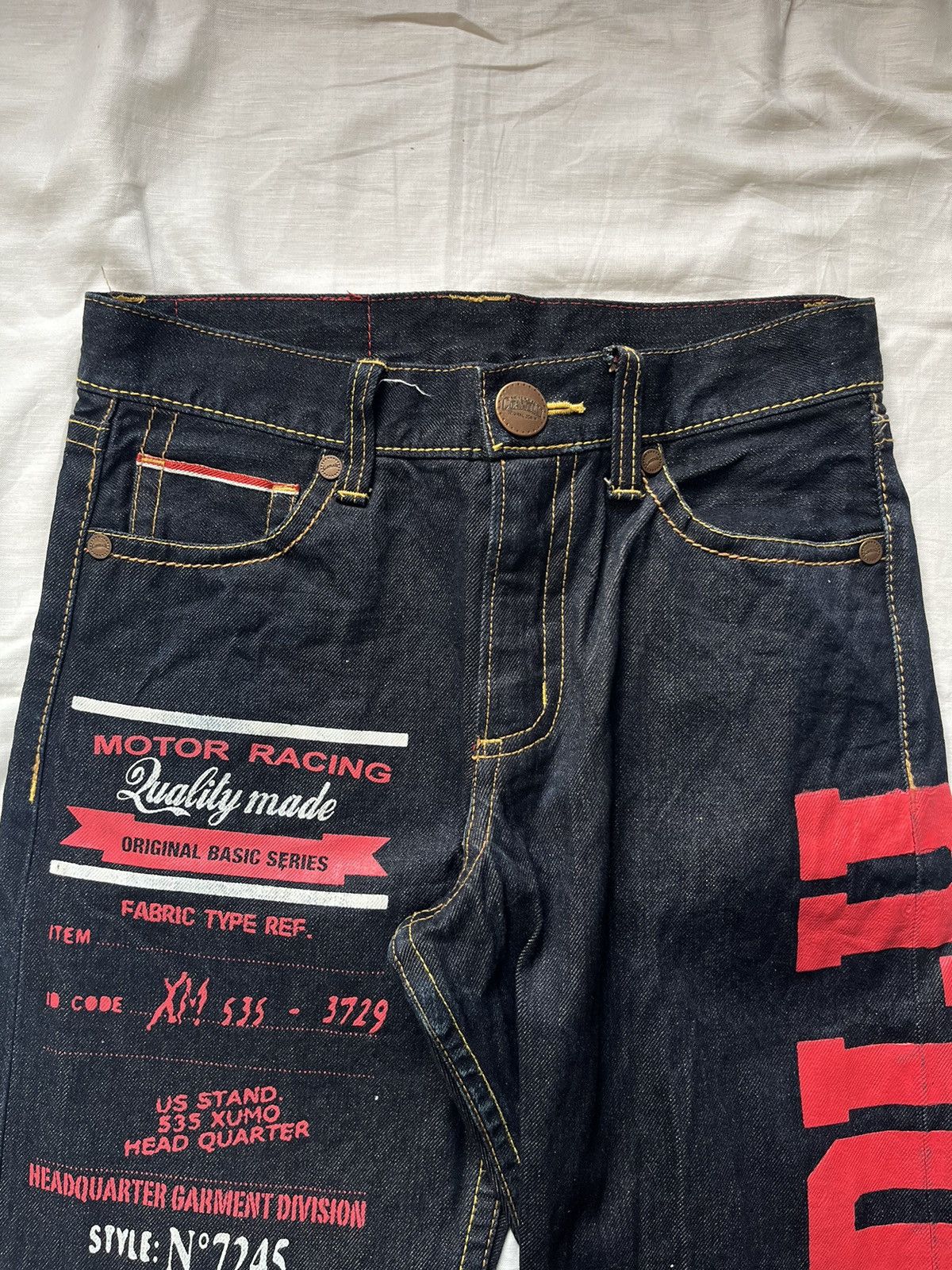 If Six Was Nine × Japanese Brand Selvedge Co & Lu Denim Jeans Motor Racing Spellout Size US 30 / EU 46 - 7 Thumbnail