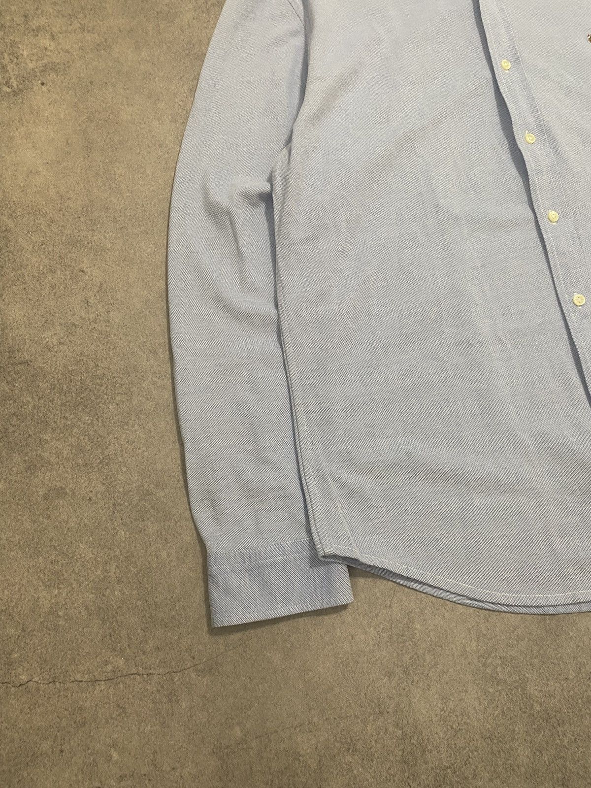 Polo Ralph Lauren × Ralph Lauren × Vintage Polo Ralph Lauren Knit Oxford Blue Shirt Buttons Up Size US XL / EU 56 / 4 - 3 Thumbnail