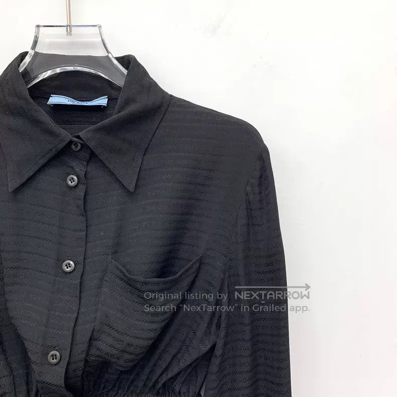 Prada Prada 22 black striped logo letter full-print mulberry sil Size XS / US 0-2 / IT 36-38 - 3 Thumbnail