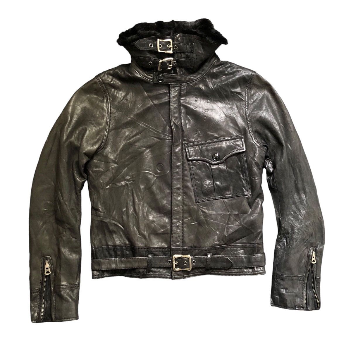 Pre-owned Kmrii X Le Grande Bleu L G B Goat Leather Fur Jacket In Black