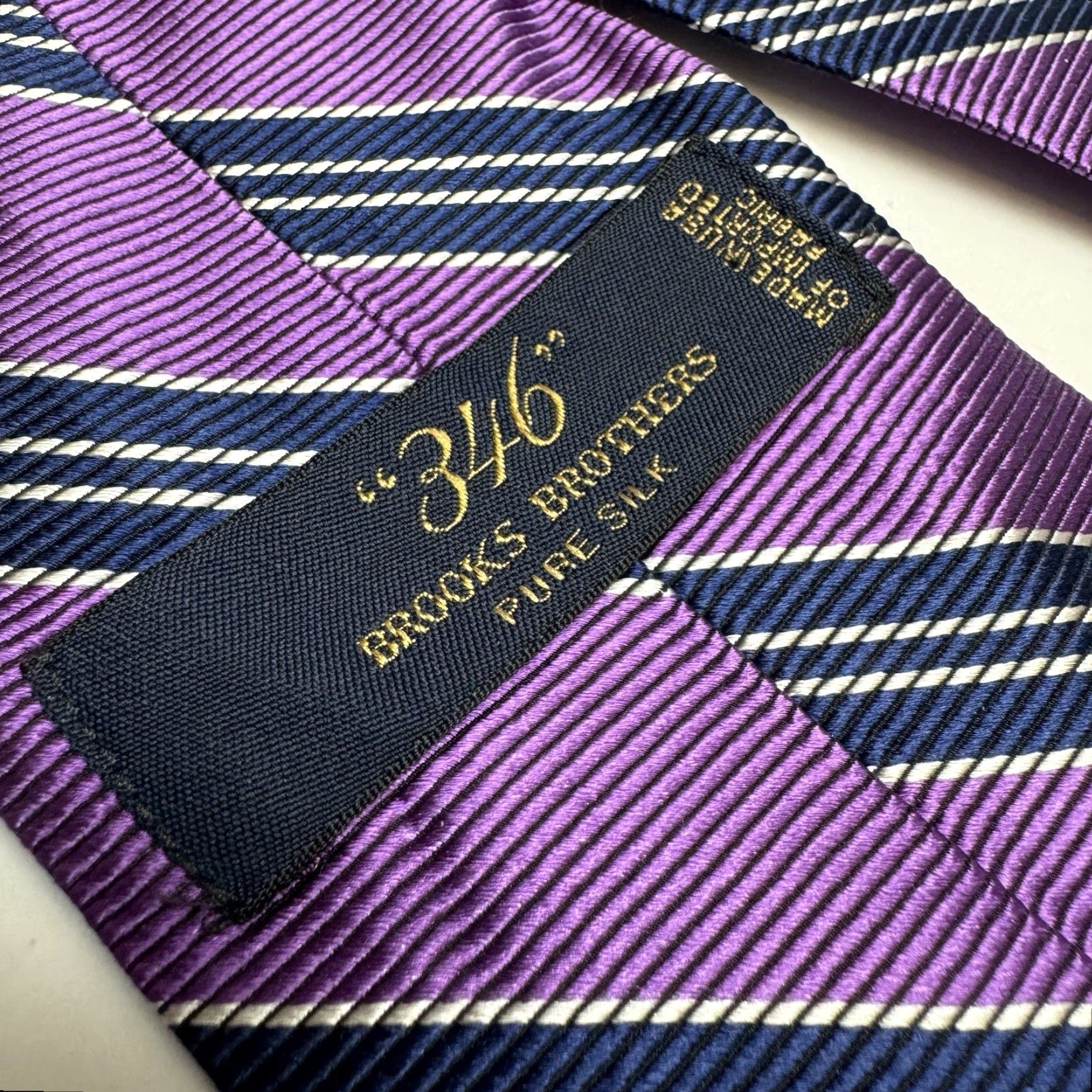 Brooks Brothers Brooks Brothers Tie Silk Striped Purple Navy Made in USA 3.5"x60" Mens Size ONE SIZE - 2 Thumbnail
